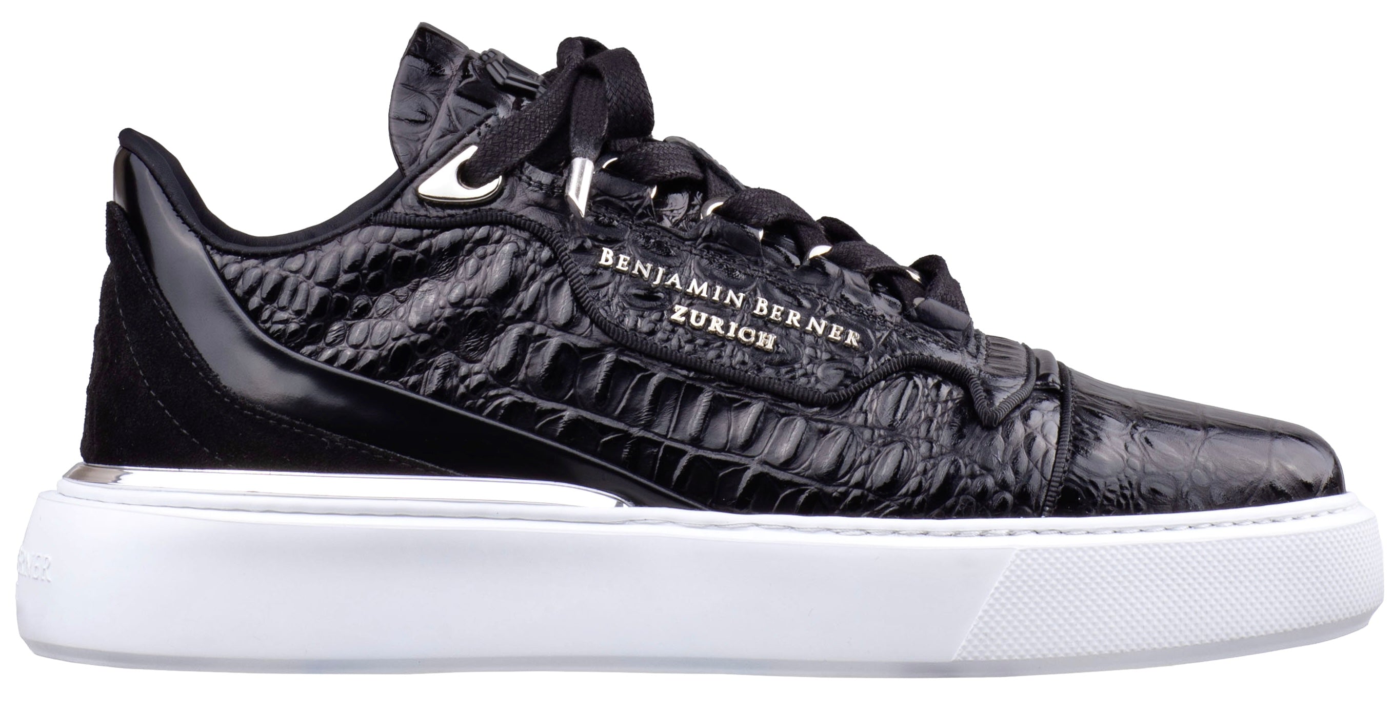 BNJ RAPHAEL Low-Top BLACK ALLIGATOR EFFECT