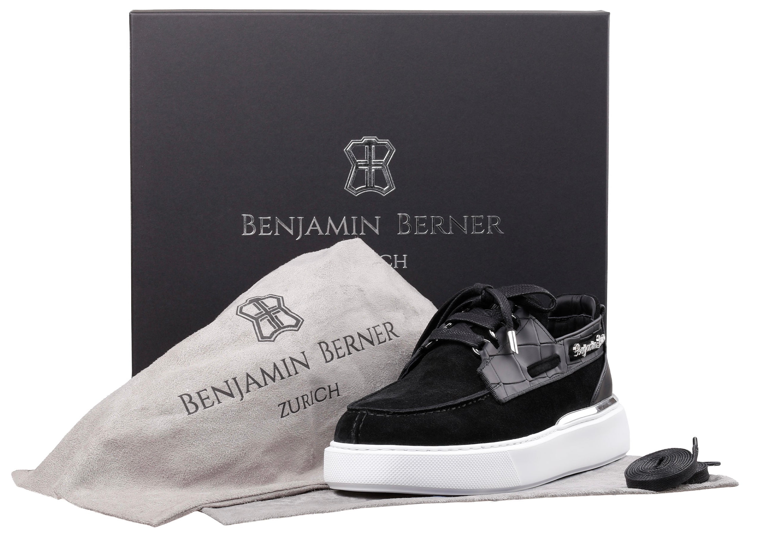 BNJ NEPTUNE BLACK SUEDE -MATT CROCODILE