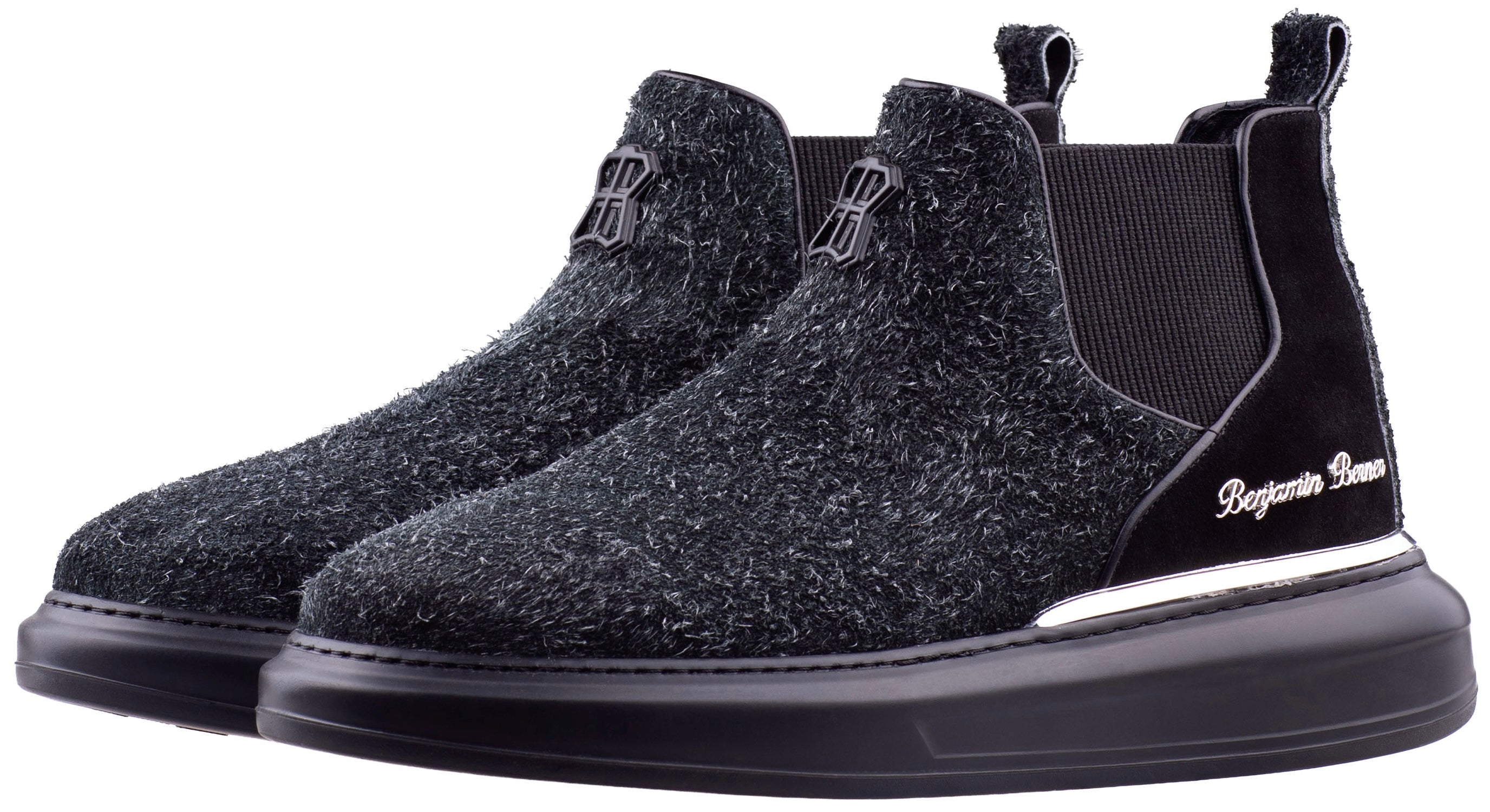 BNJ LEO DEEP CHARCOAL FUZZY SUEDE CHELSEA SNEAKERS