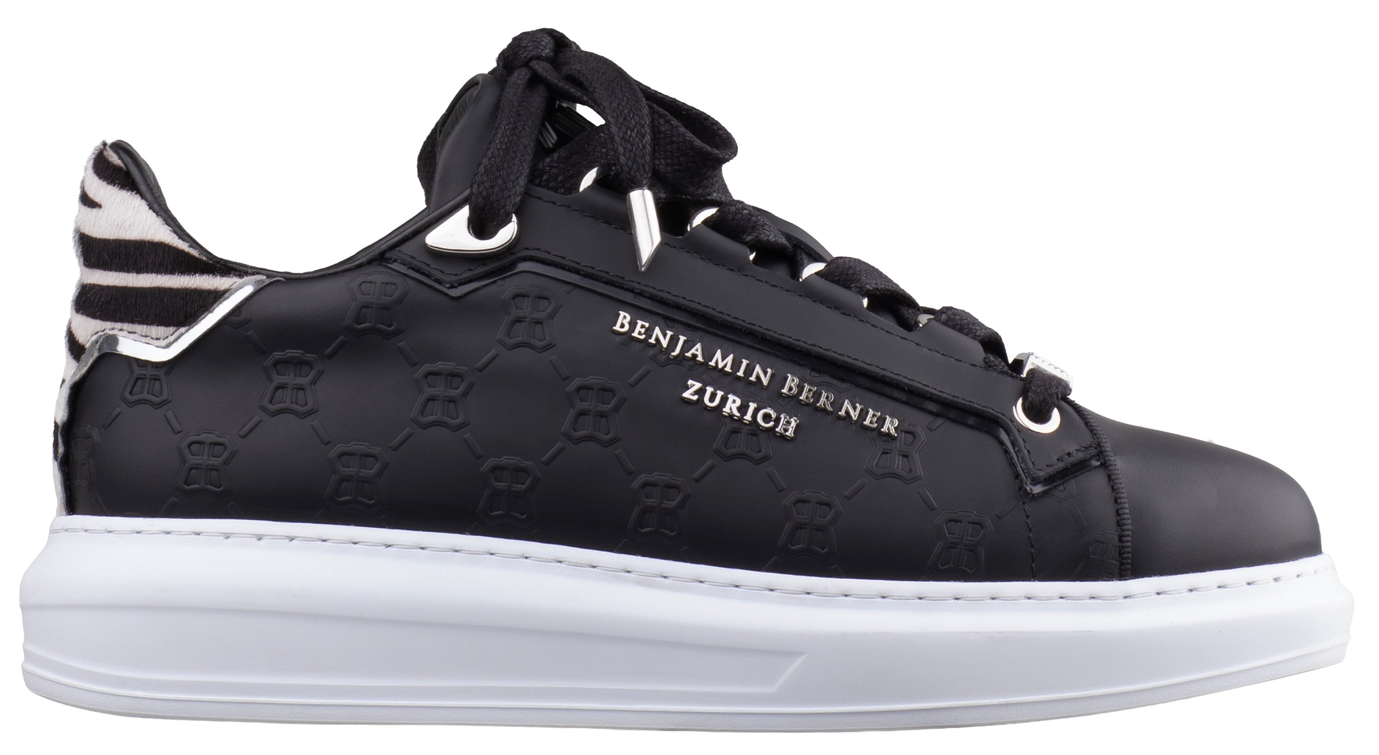 BNJ WOMEN'S ACHILLE BLACK MONOGRAM-ZEBRA PRINT CALF HAIR