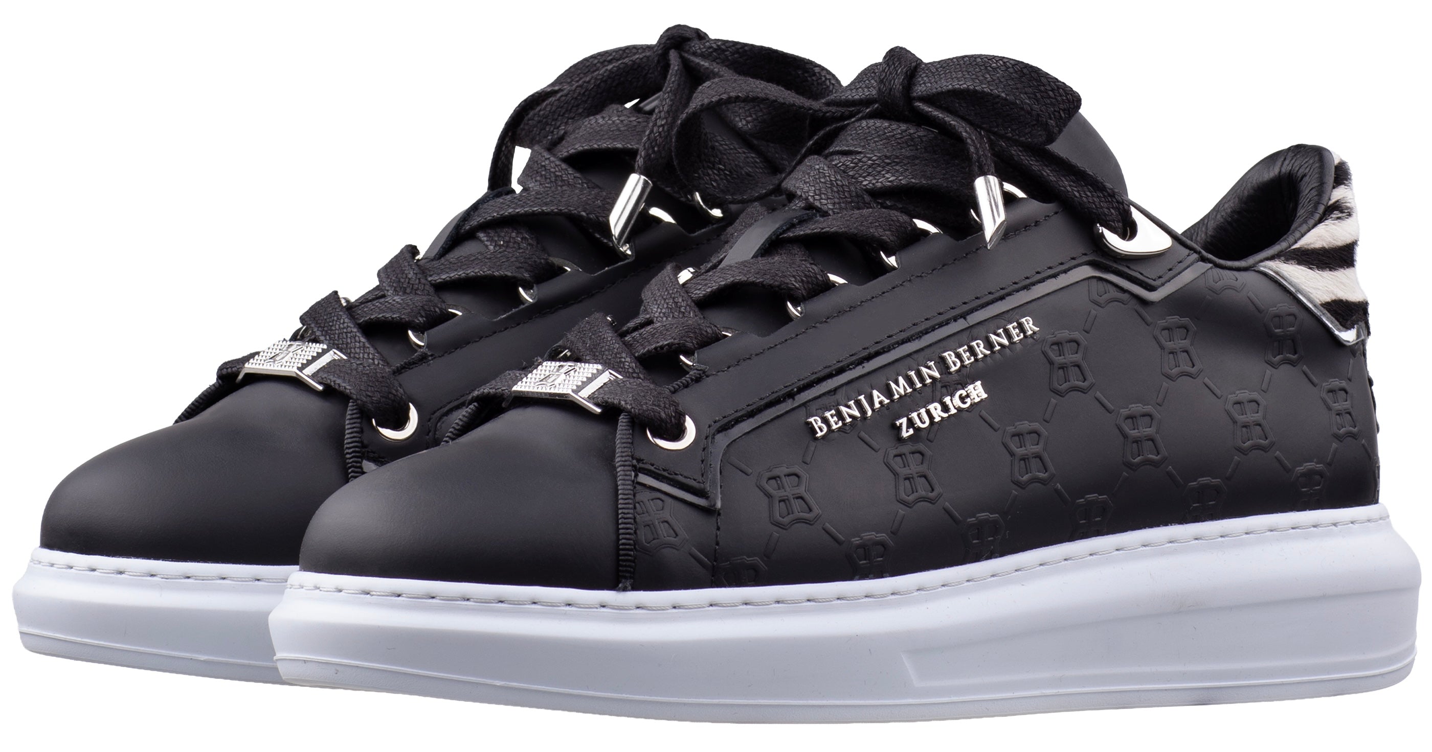 BNJ WOMEN'S ACHILLE BLACK MONOGRAM-ZEBRA PRINT CALF HAIR