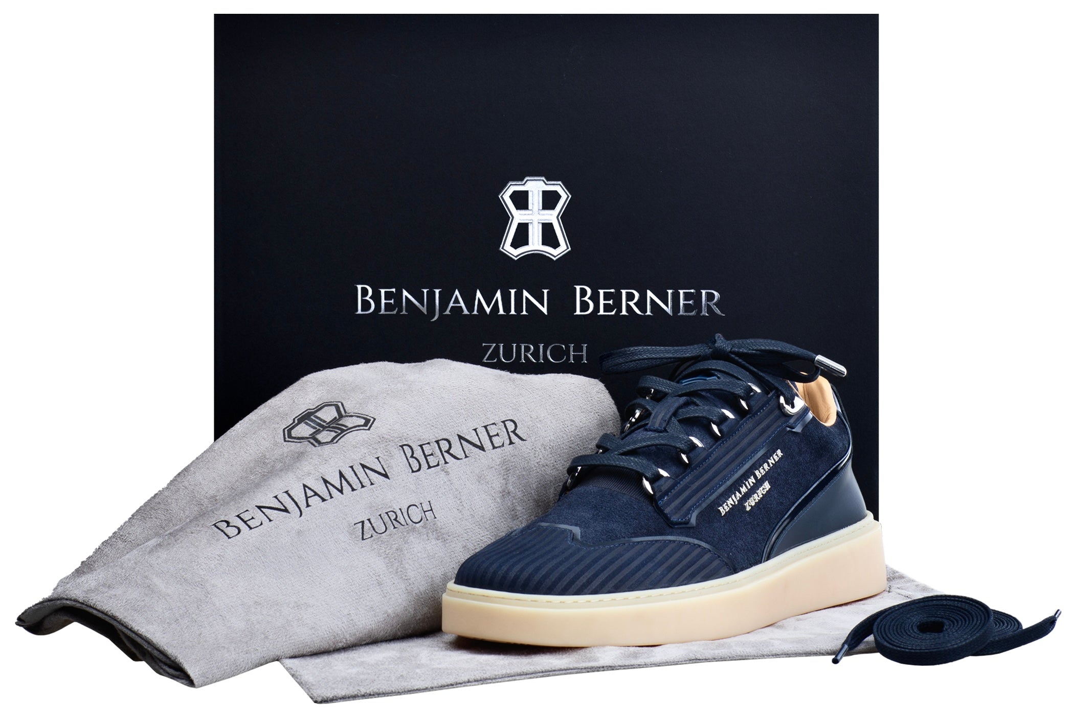 BNJ PABLO NAVY 3D STRIPED NUBUCK