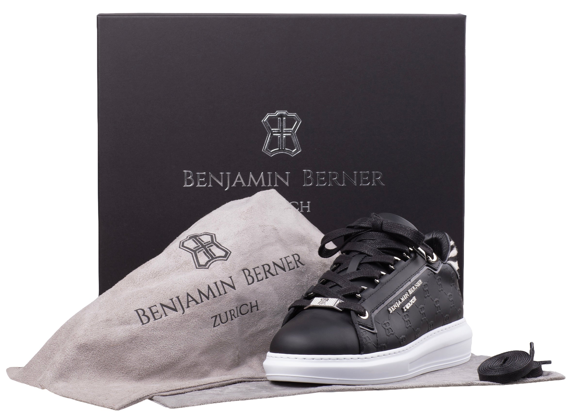 BNJ WOMEN'S ACHILLE BLACK MONOGRAM-ZEBRA PRINT CALF HAIR