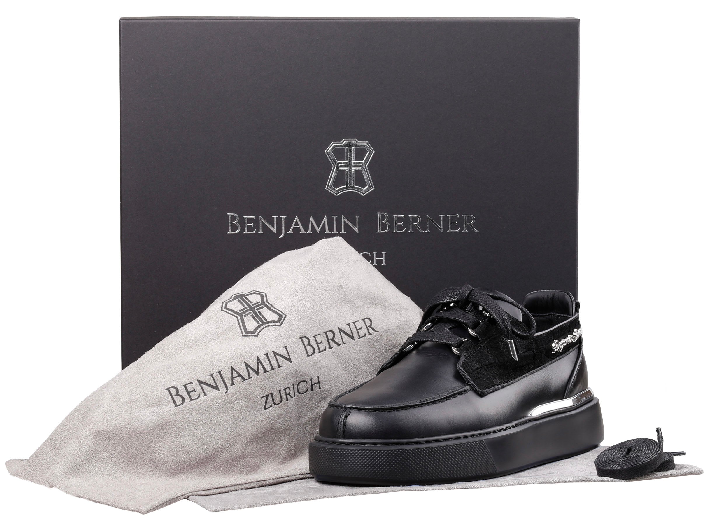 BNJ NEPTUNE BLACK NAPPA -CROCODILE SUEDE