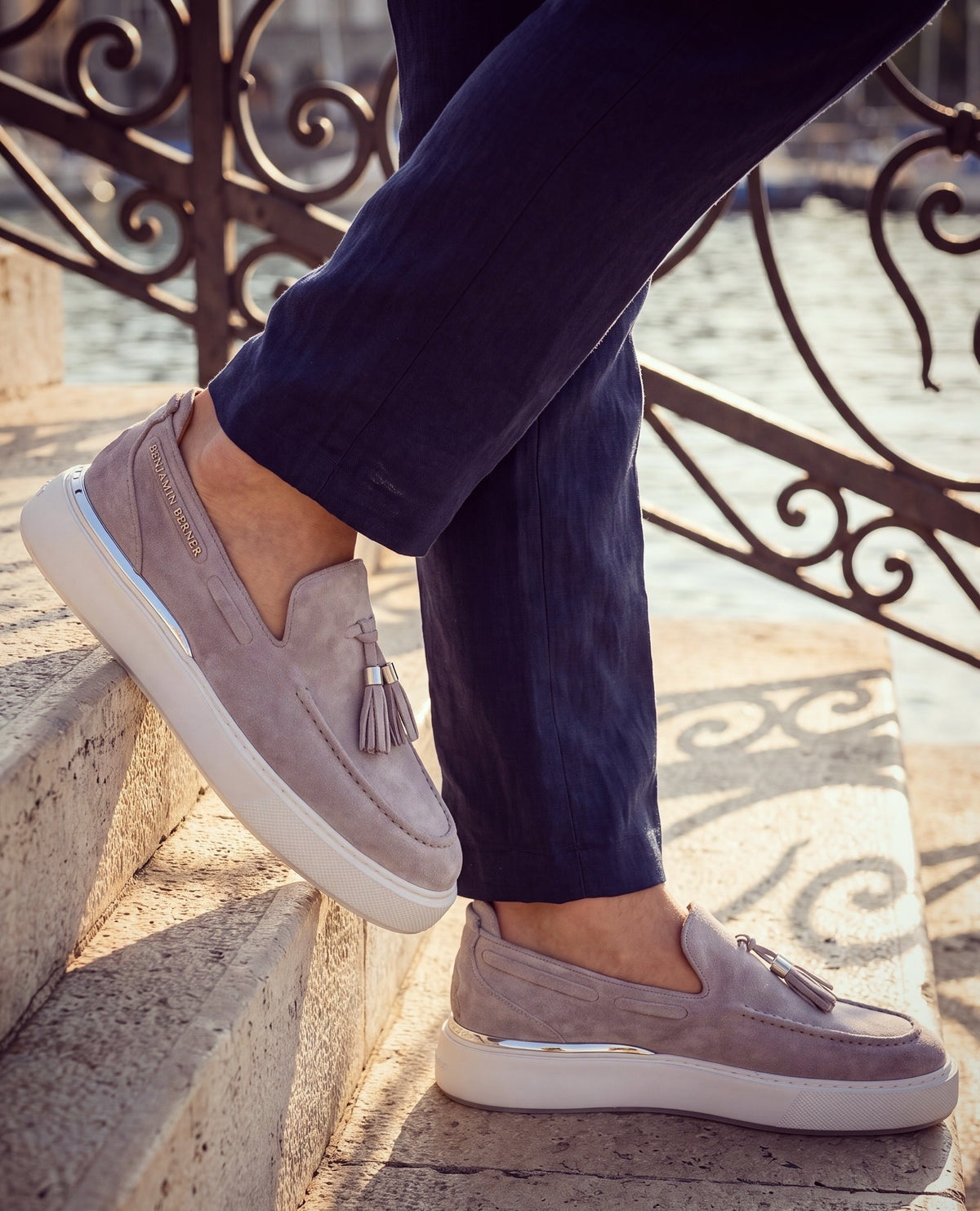 BNJ ORION ICE GREY SUEDE TASSEL LOAFER