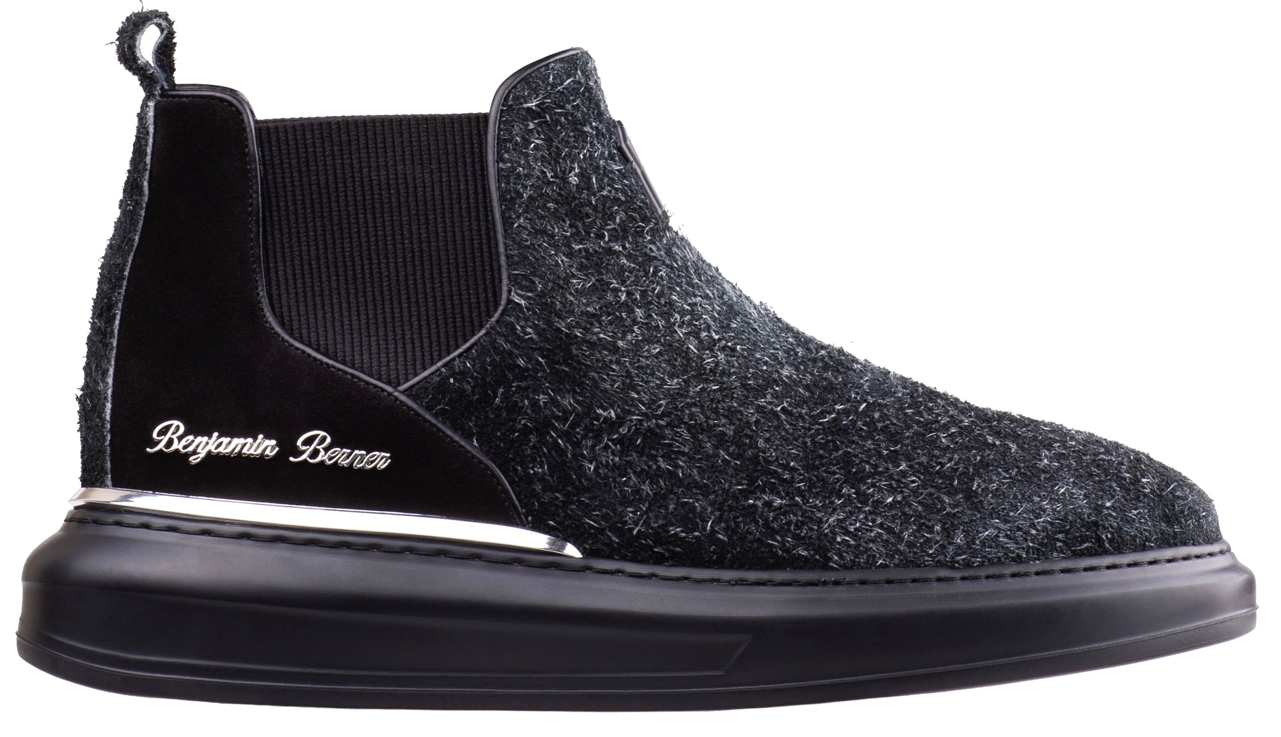 BNJ LEO DEEP CHARCOAL FUZZY SUEDE CHELSEA SNEAKERS