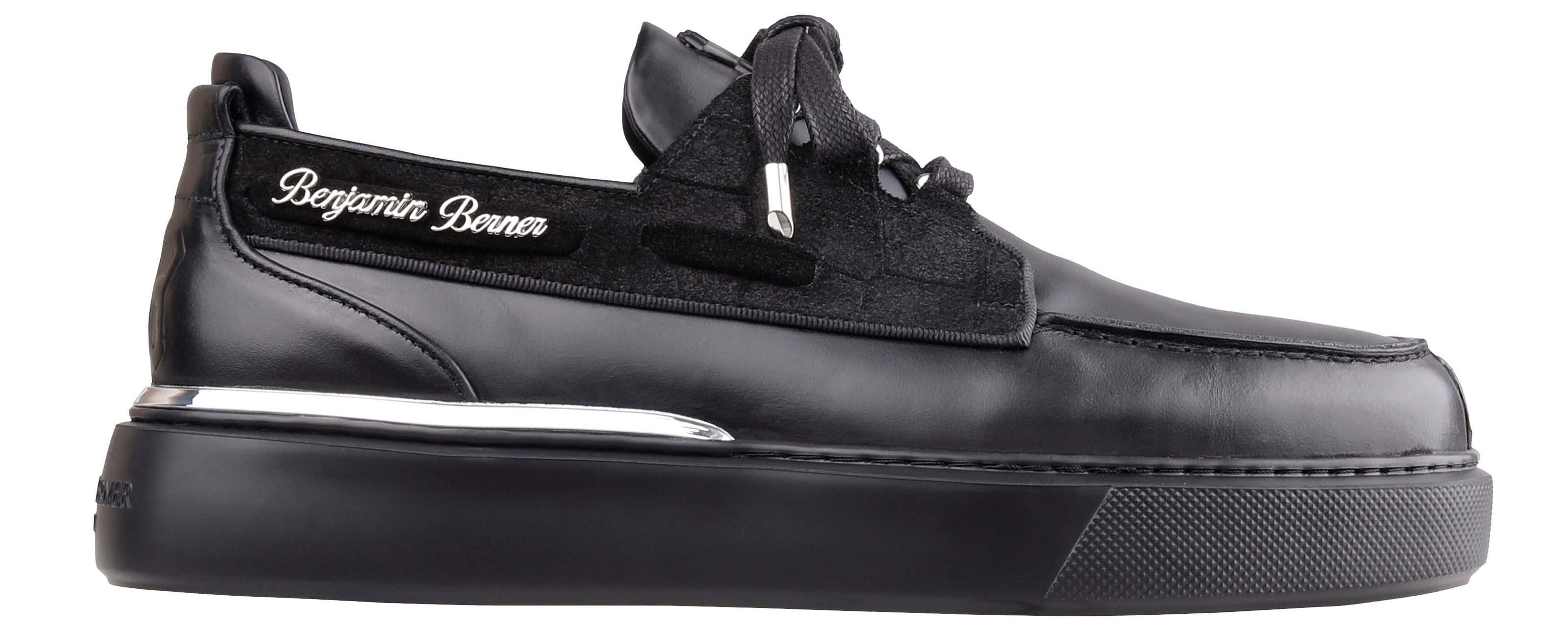 BNJ NEPTUNE BLACK NAPPA -CROCODILE SUEDE