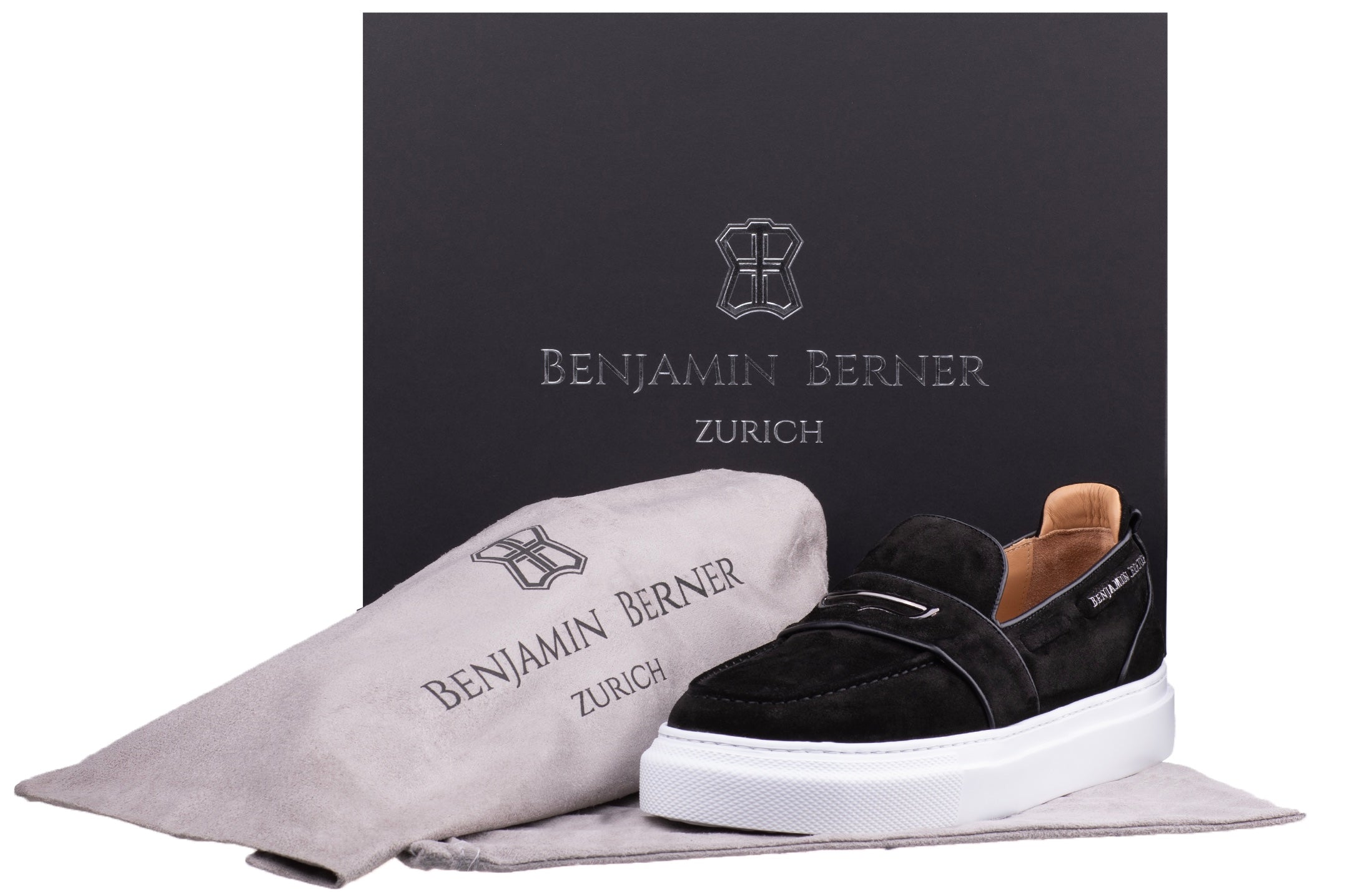 BNJ ENZO ONYX BLACK SUEDE CALFSKIN PENNY LOAFER