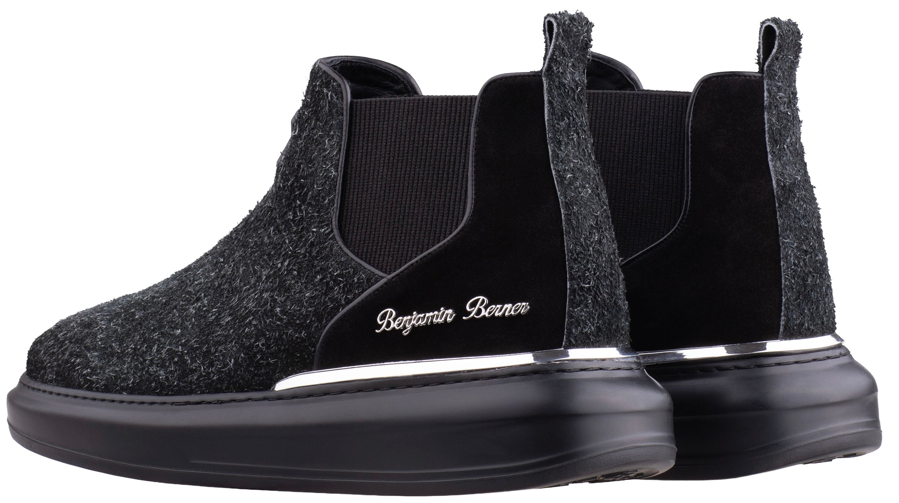 BNJ LEO DEEP CHARCOAL FUZZY SUEDE CHELSEA SNEAKERS