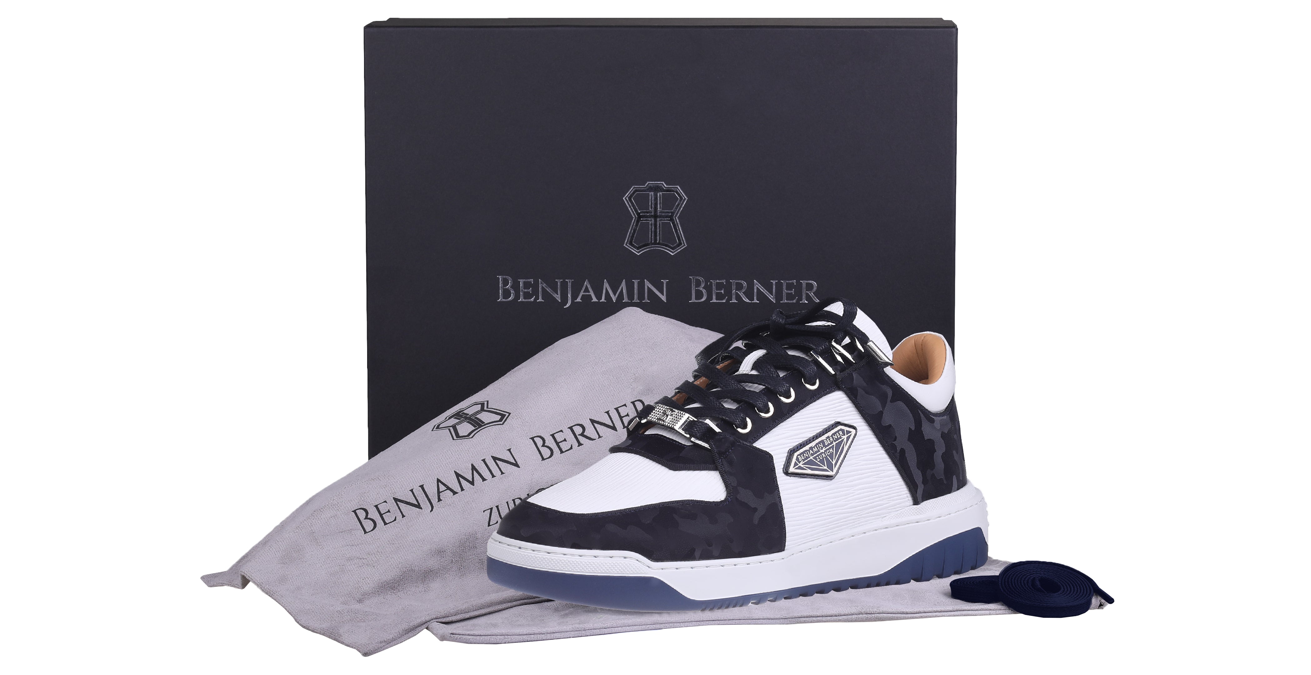 BNJ SIGMA Low-Top NAVY REFLECTIVE CAMOUFLAGE- WHITE 3D WAVE