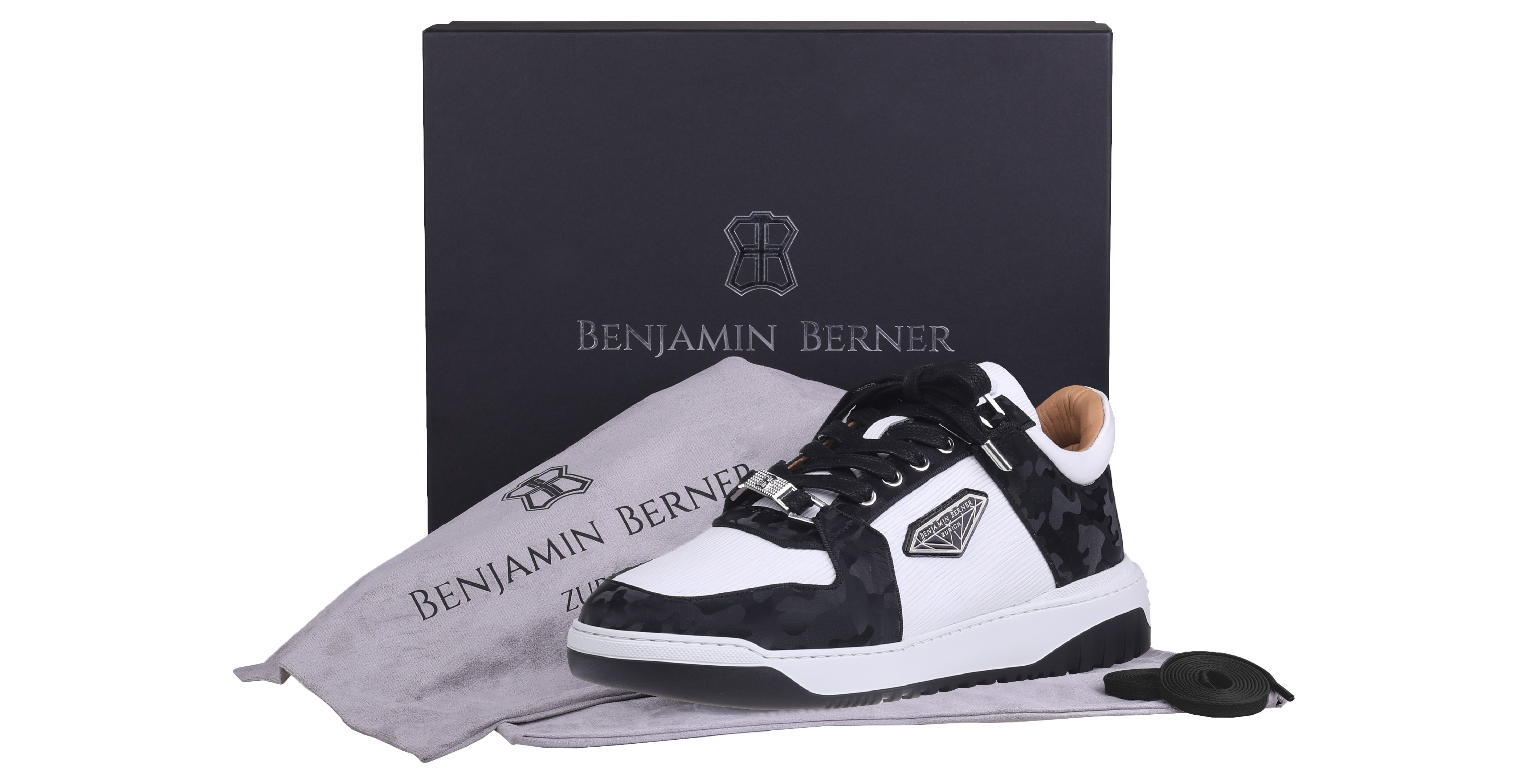 BNJ SIGMA Low-Top BLACK REFLECTIVE CAMOUFLAGE- WHITE 3D WAVE