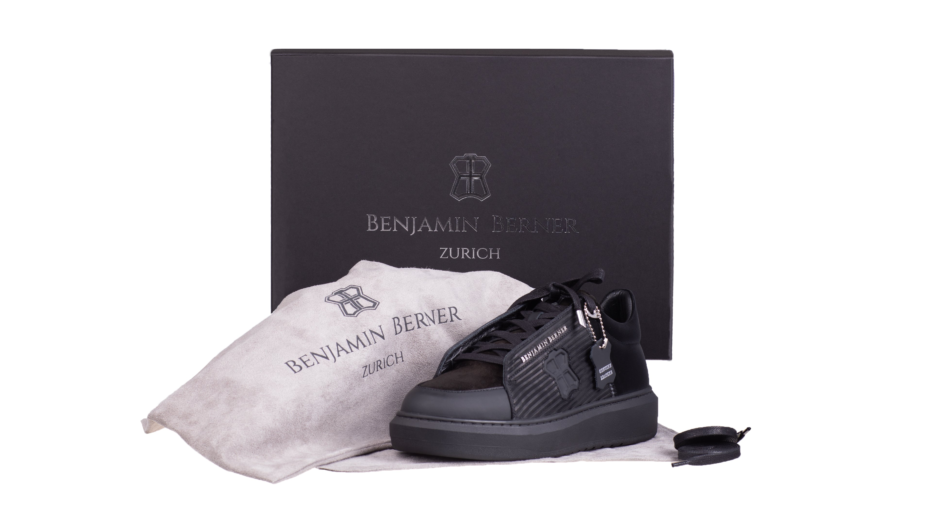 BNJ THEO BLACK 3-D STRIPED NUBUCK - SUEDE