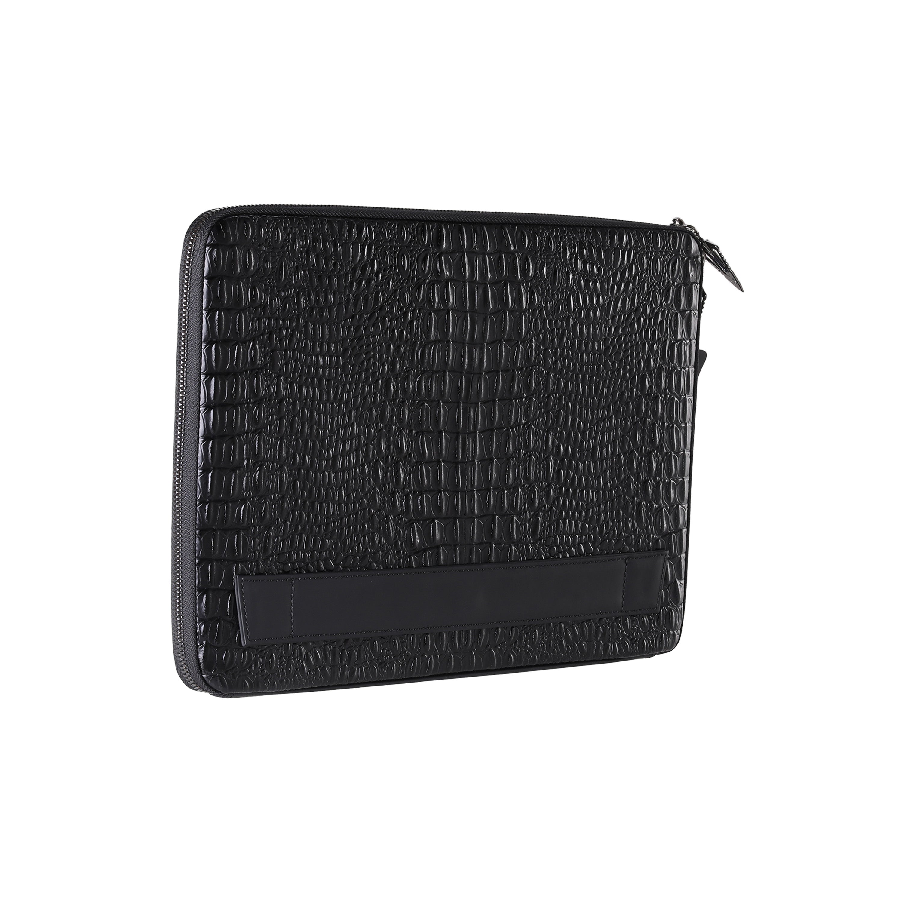 BNJ TABLET LAPTOP SLEEVE BAG BLACK ALLIGATOR EFFECT CALFSKIN