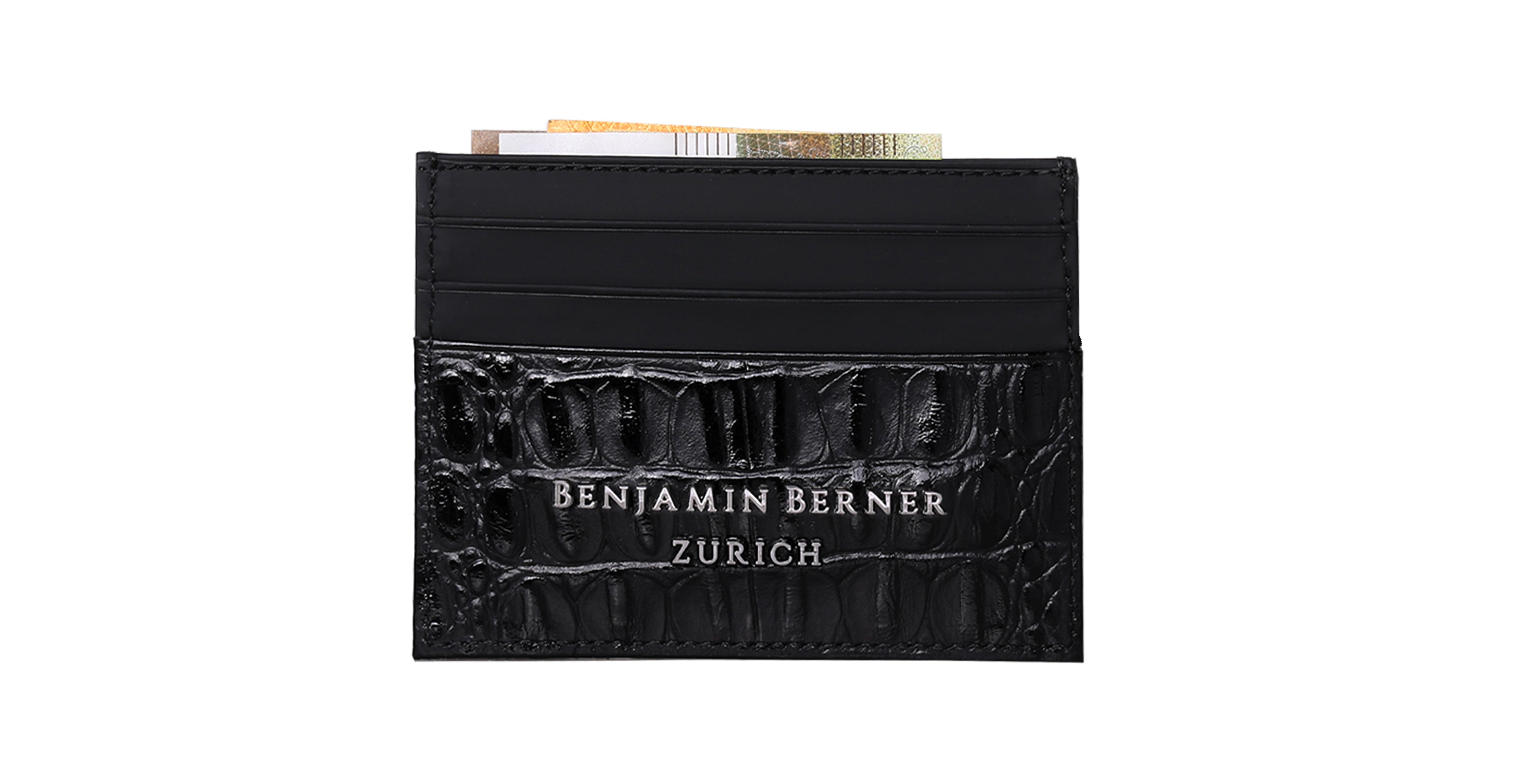 BNJ CARDHOLDER BLACK ALLIGATOR EFFECT CALFSKIN