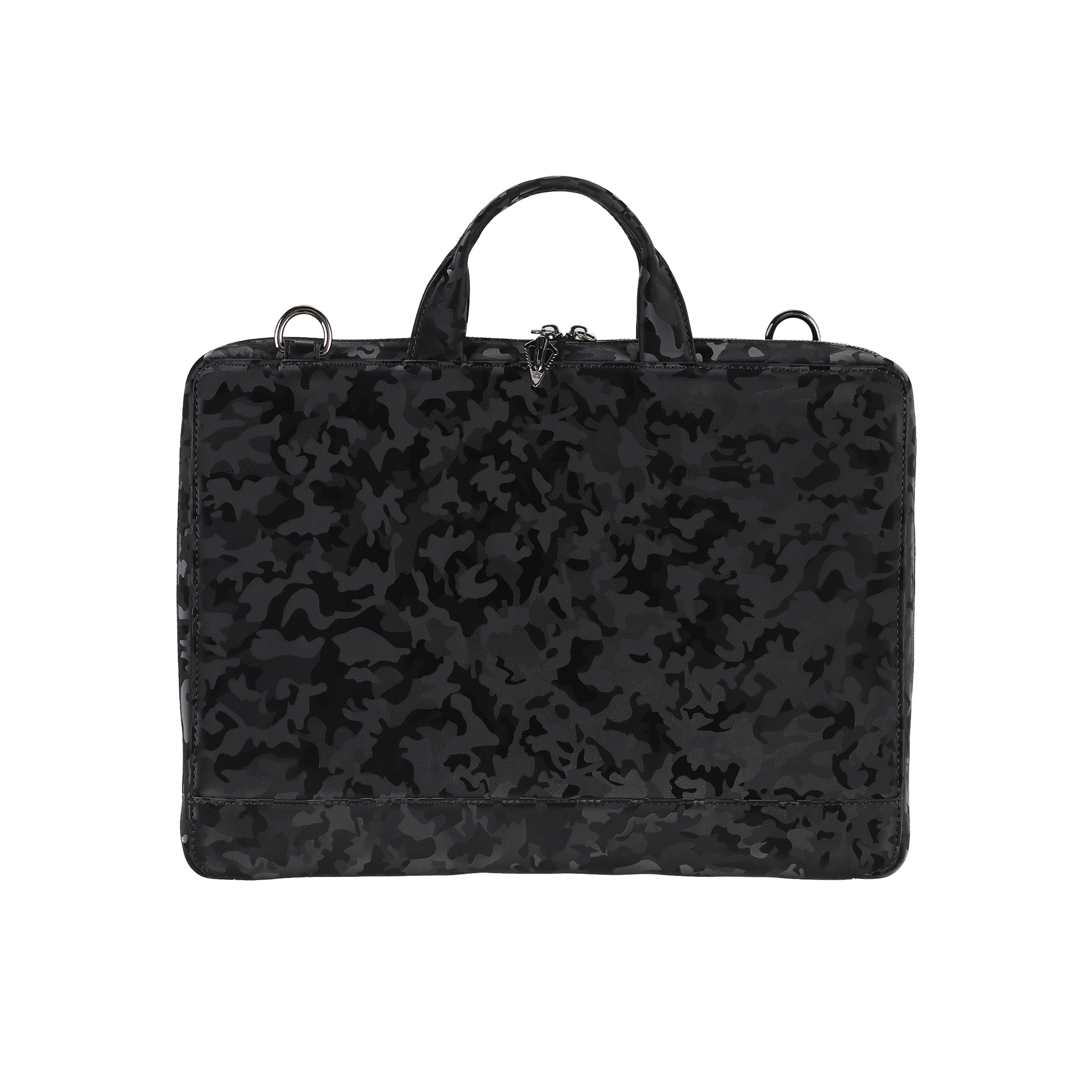 BNJ BRIEFCASE BLACK REFLECTIVE CAMOUFLAGE CALFSKIN