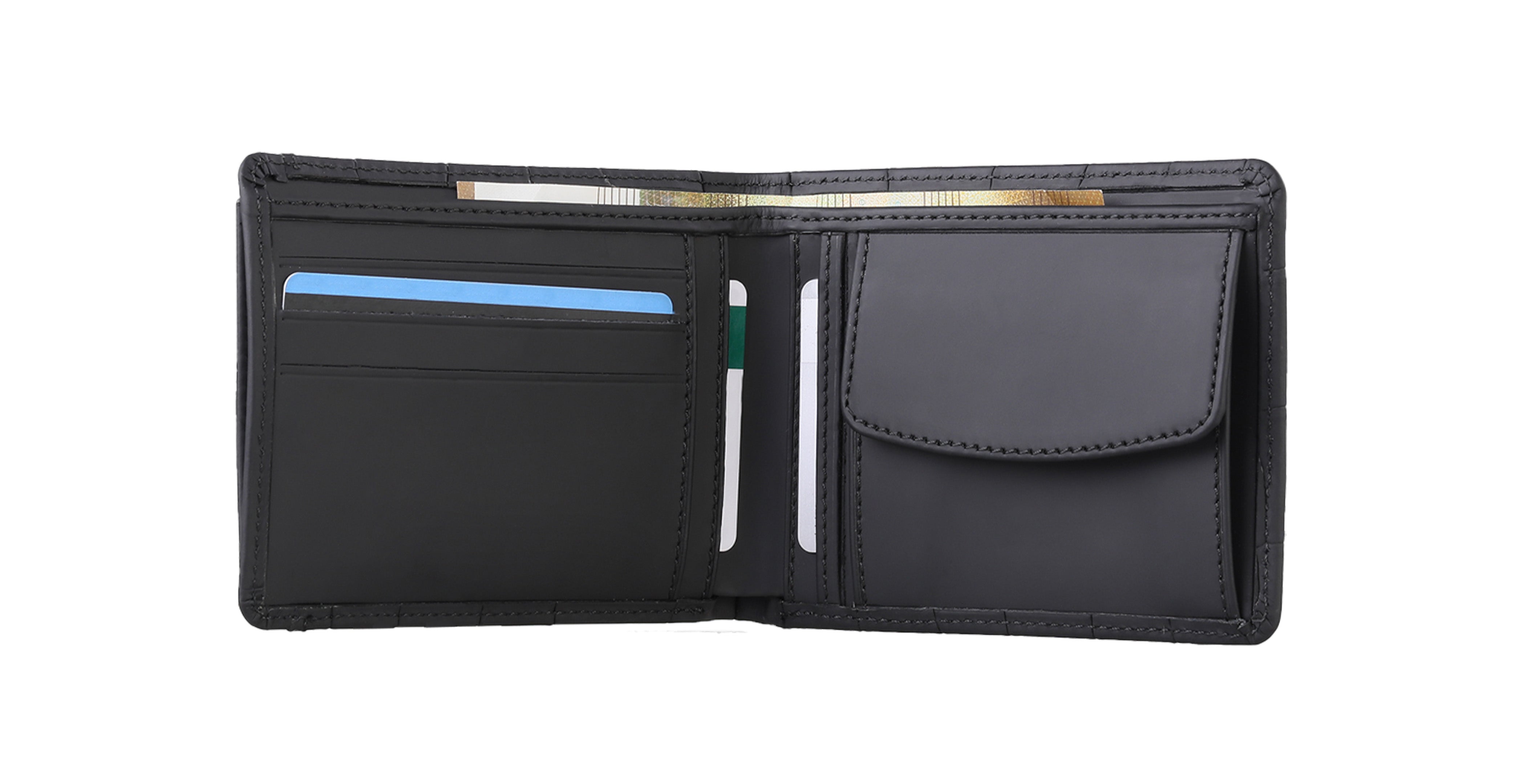BNJ WALLET WITH SEPARATE CARD HOLDER BLACK MATT CROCODILE CALFSKIN