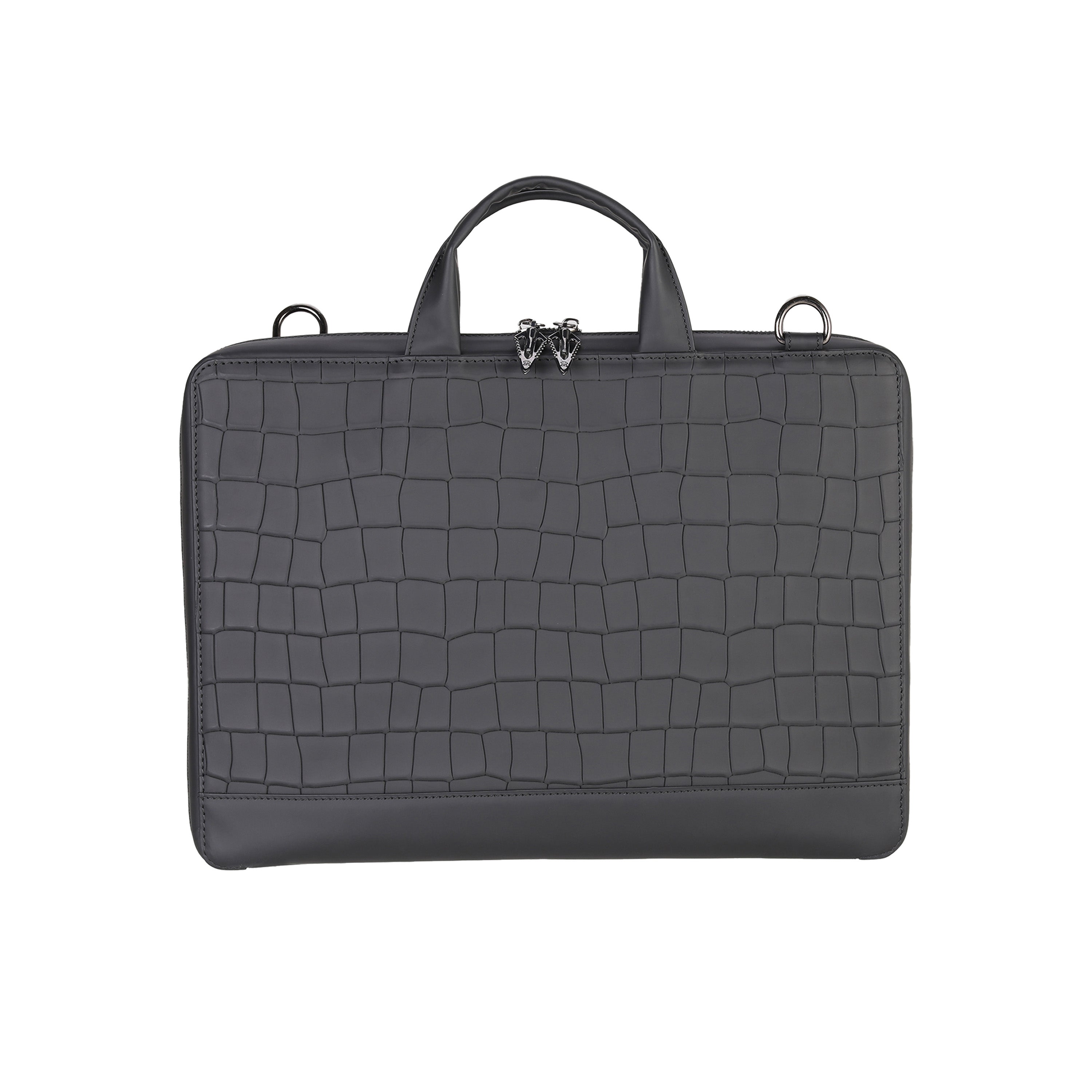BNJ BRIEFCASE BLACK MATT CROCODILE CALFSKIN