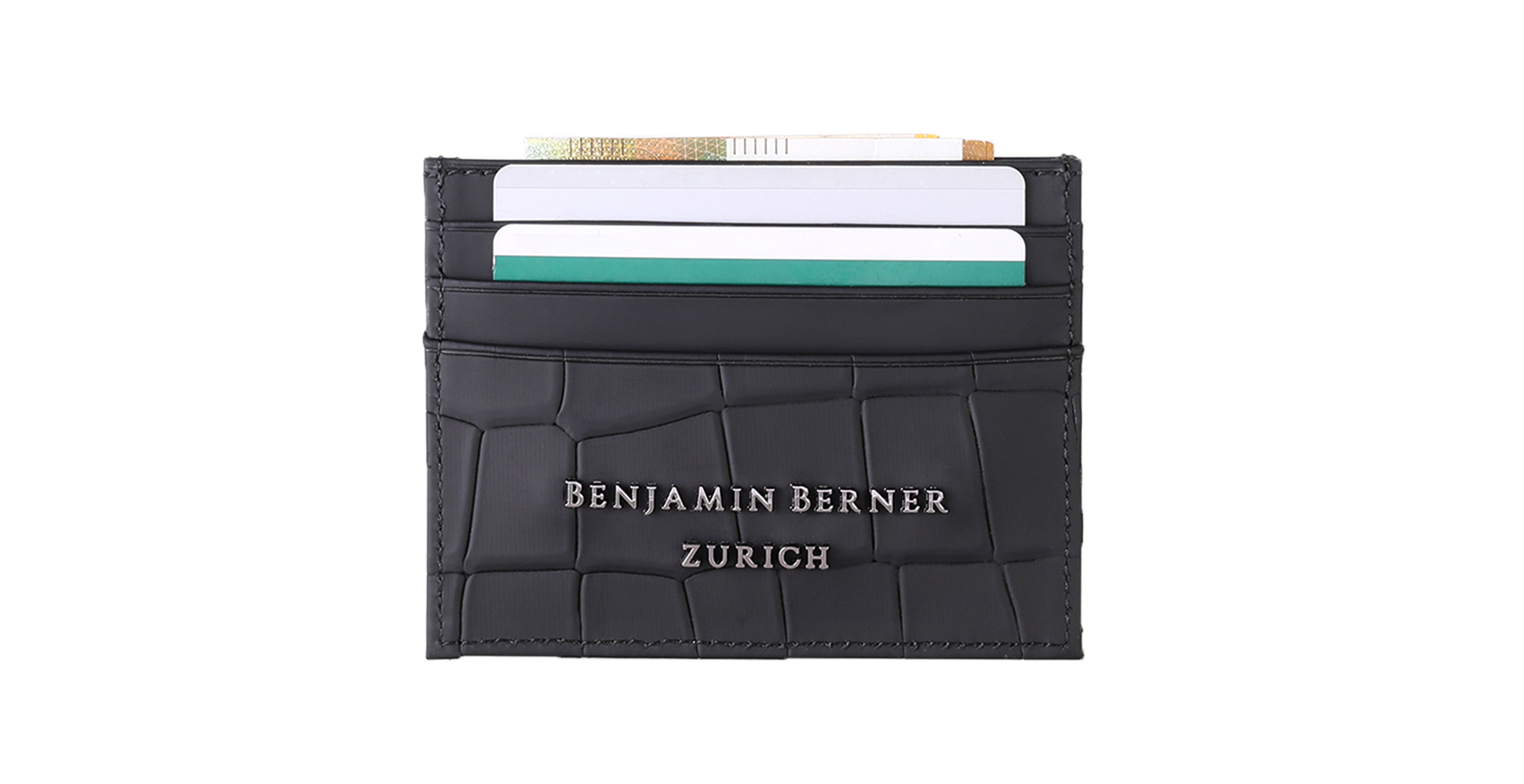 BNJ CARDHOLDER BLACK MATT CROCODILE CALFSKIN