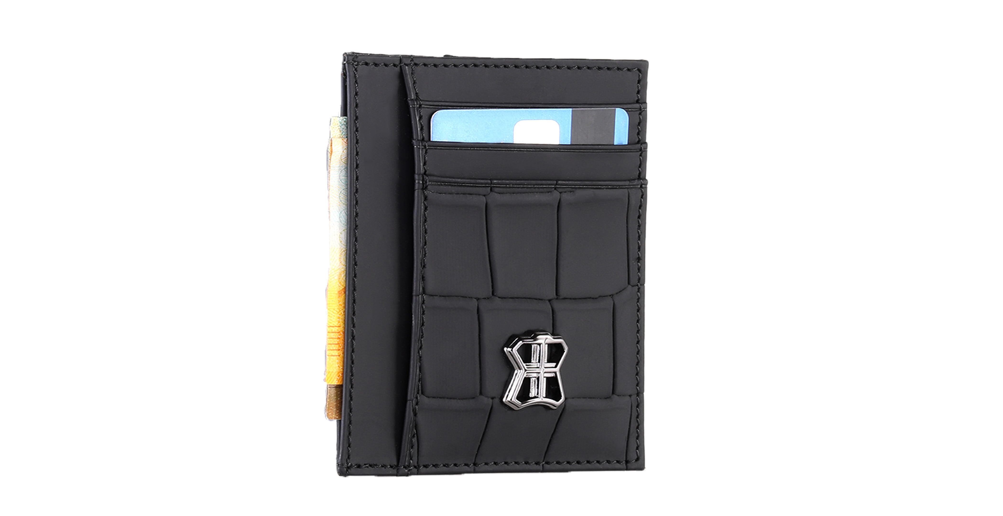 BNJ CARDHOLDER BLACK MATT CROCODILE CALFSKIN