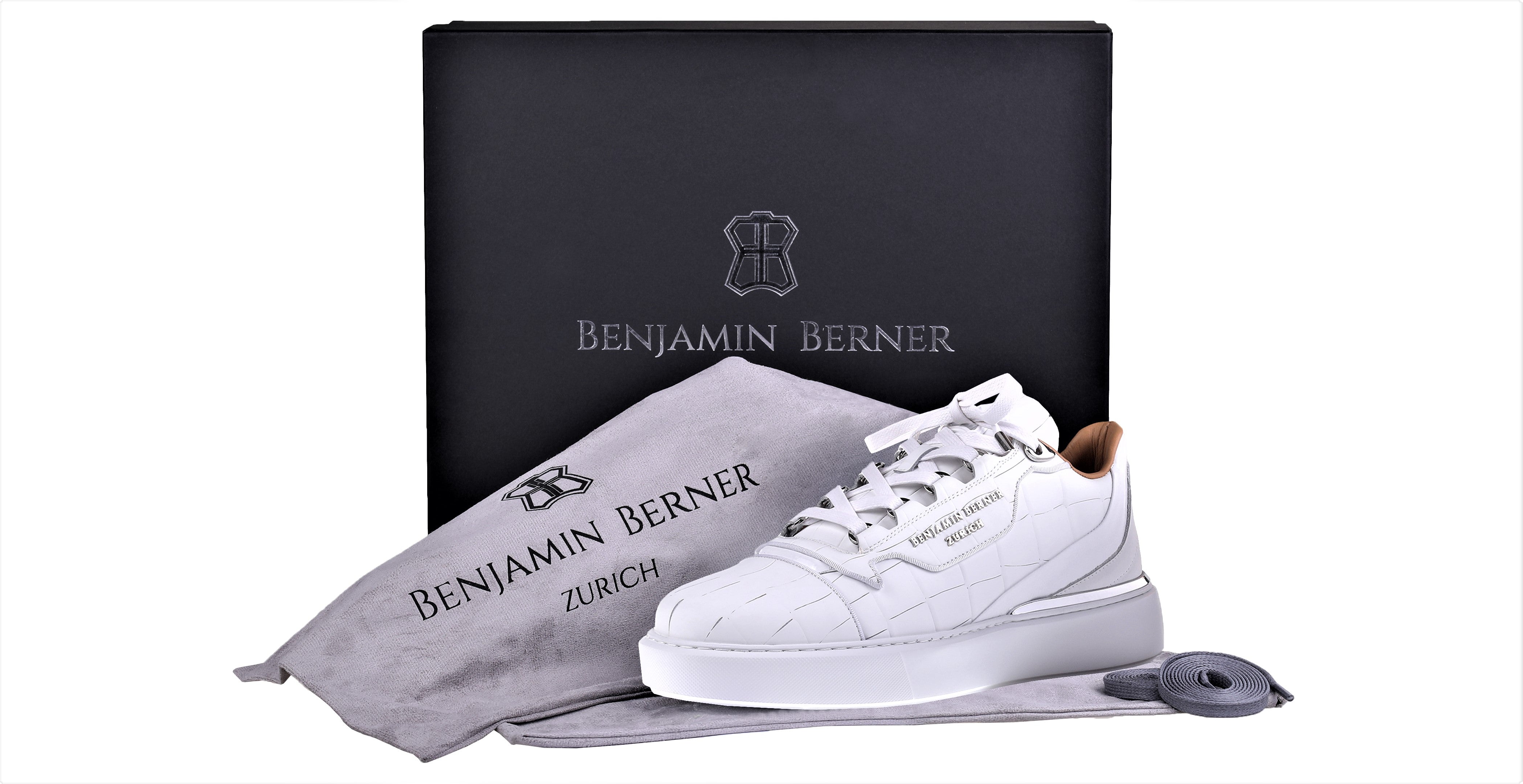 BNJ RAPHAEL Low-Top ALL WHITE MATT CROCODILE