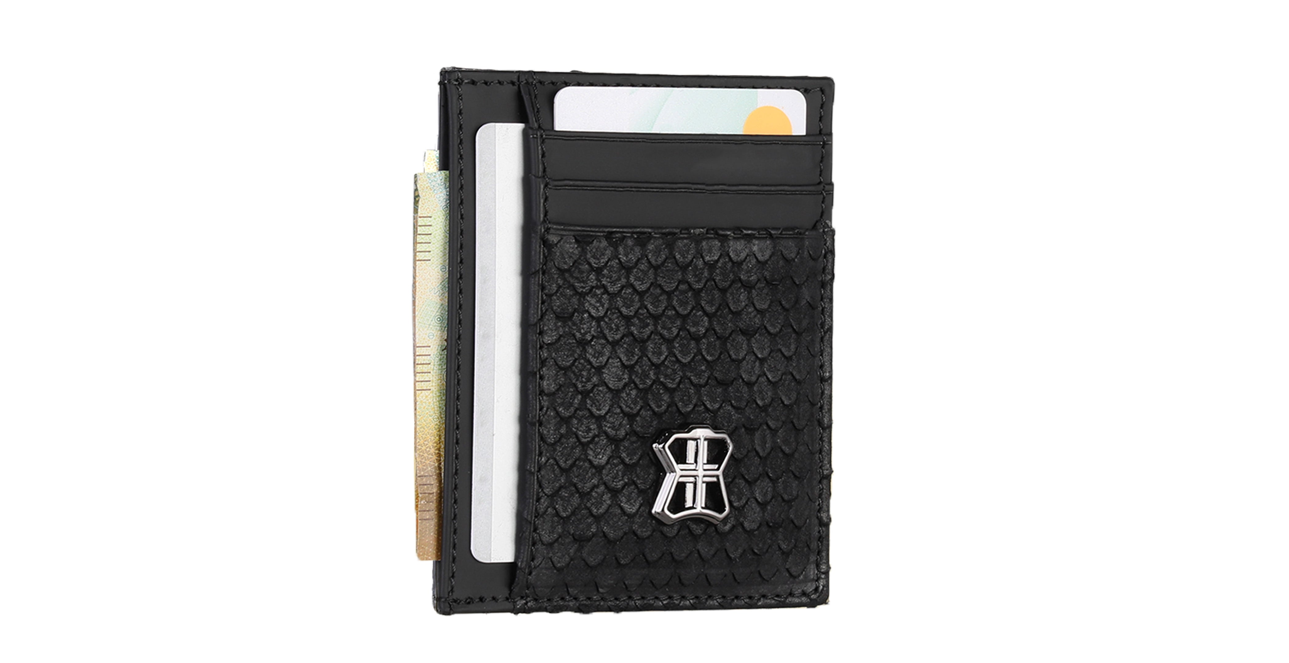 BNJ CARDHOLDER BLACK PYTHON CUT MATT NAPPA
