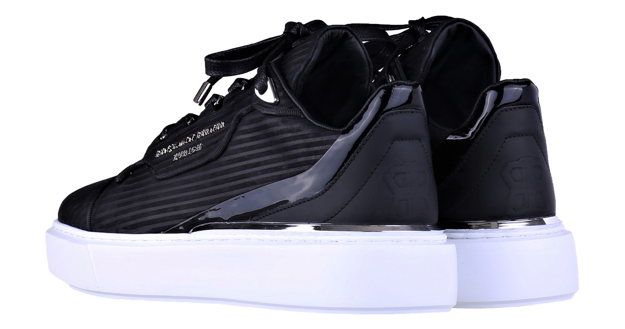 BNJ RAPHAEL Low-Top BLACK 3D STRIPED NUBUCK