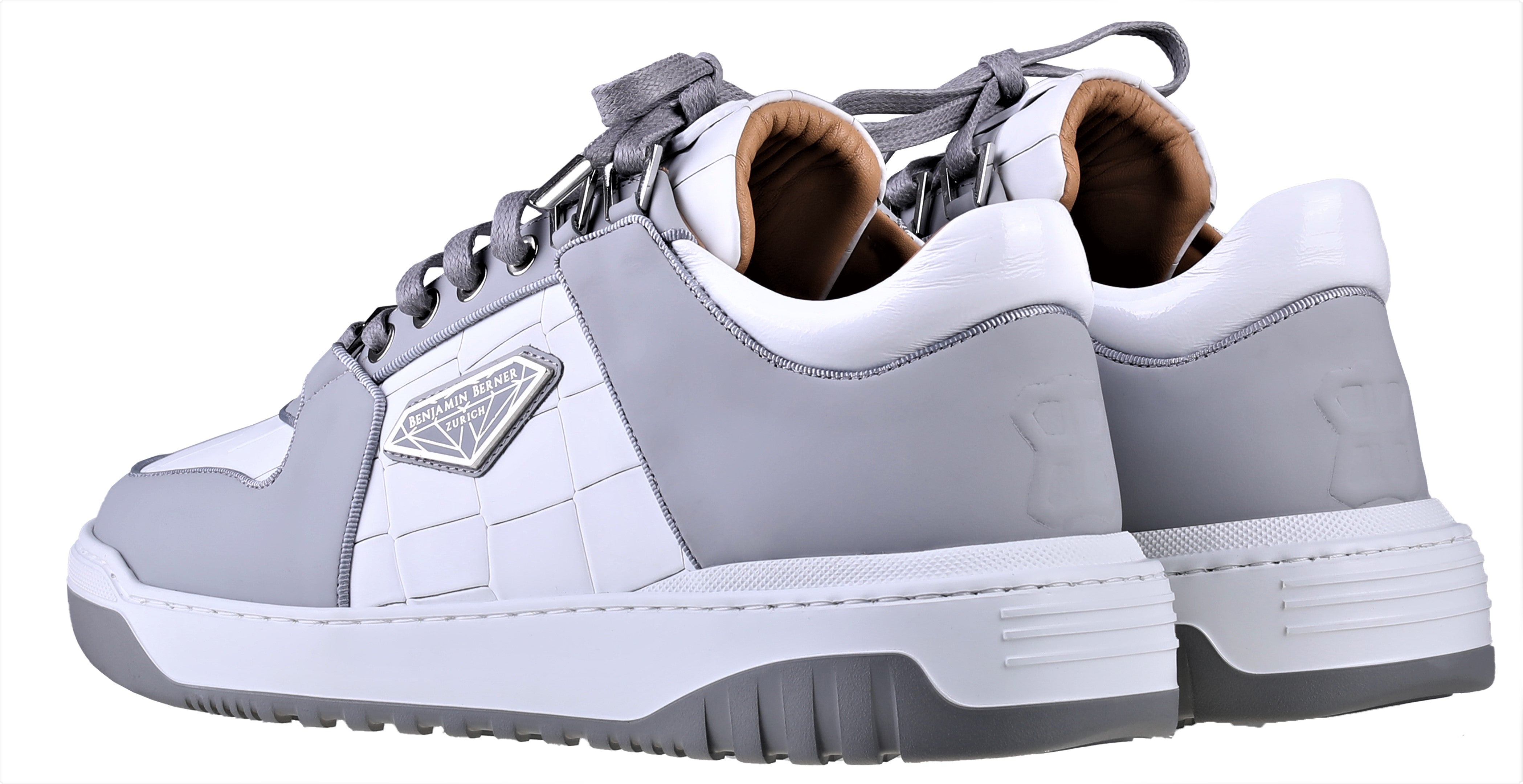BNJ SIGMA Low-Top WHITE MATT CROCODILE-ICE GREY MATT NAPPA