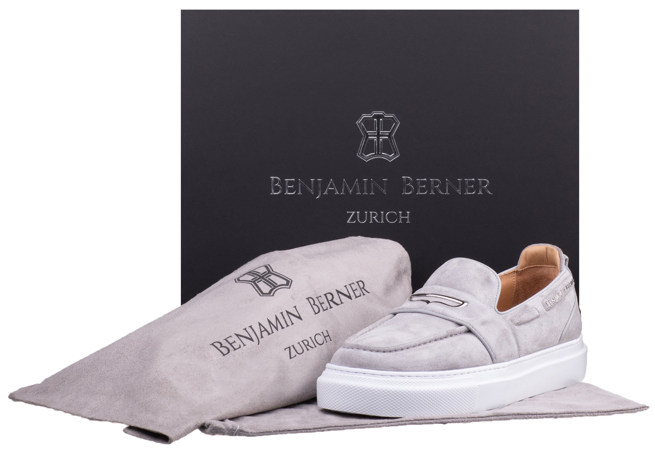 BNJ ENZO  ICE GREY  SUEDE PENNY LOAFER