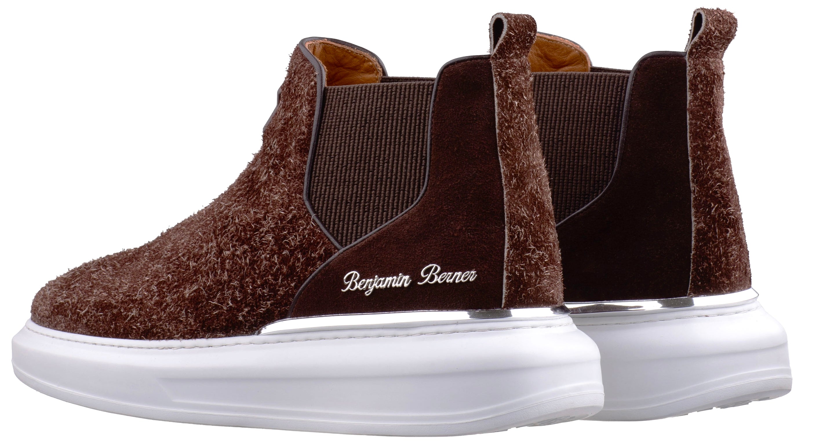 BNJ LEO BROWN FUZZY SUEDE CHELSEA SNEAKERS