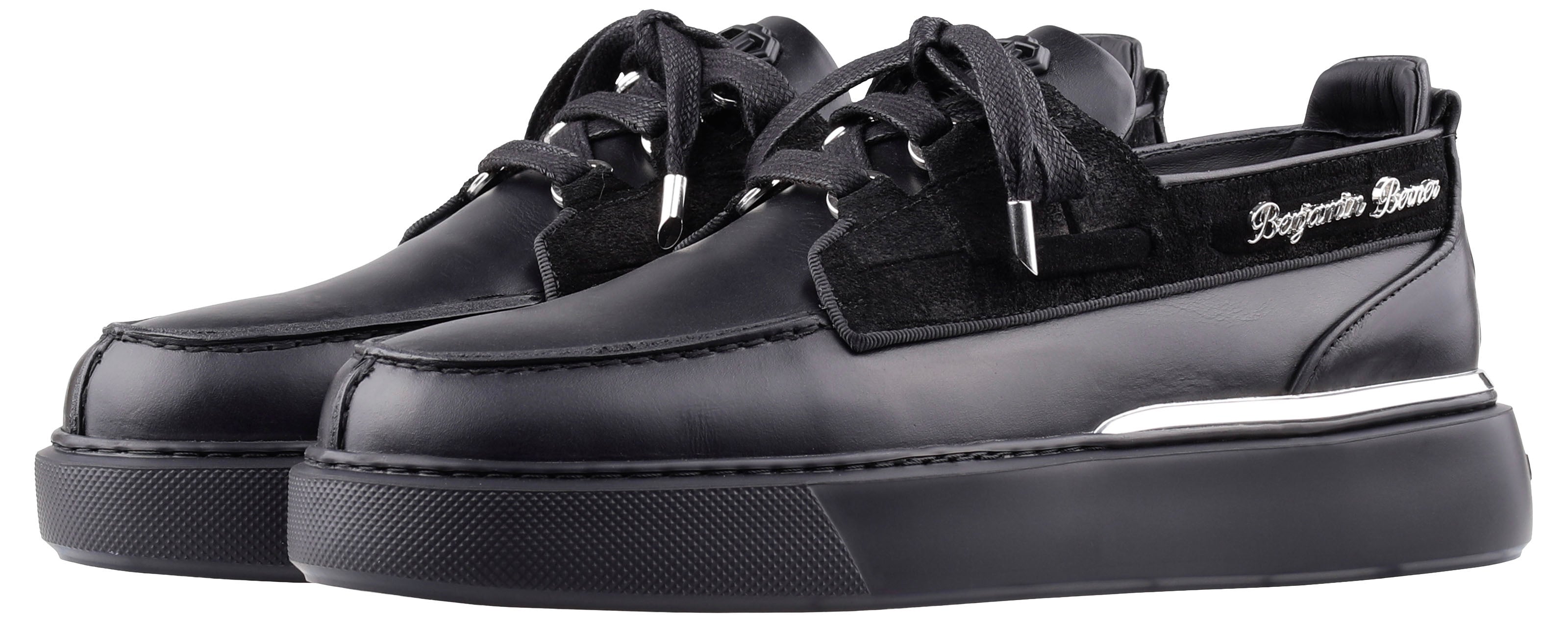 BNJ  NEPTUNE  BLACK  NAPPA -CROCODILE SUEDE