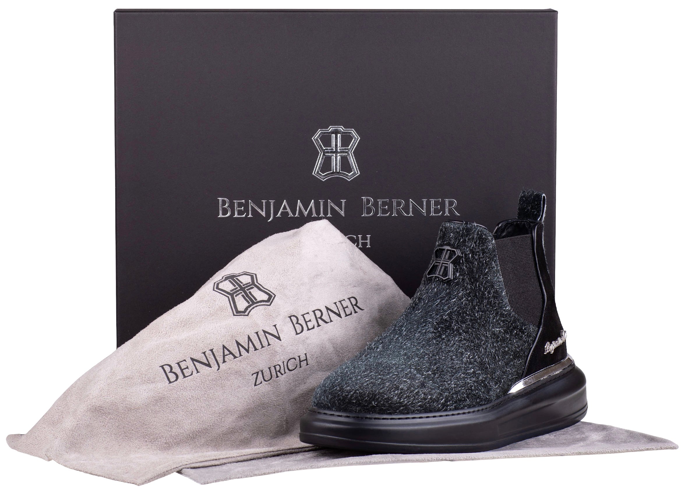 BNJ LEO DEEP CHARCOAL FUZZY SUEDE CHELSEA SNEAKERS