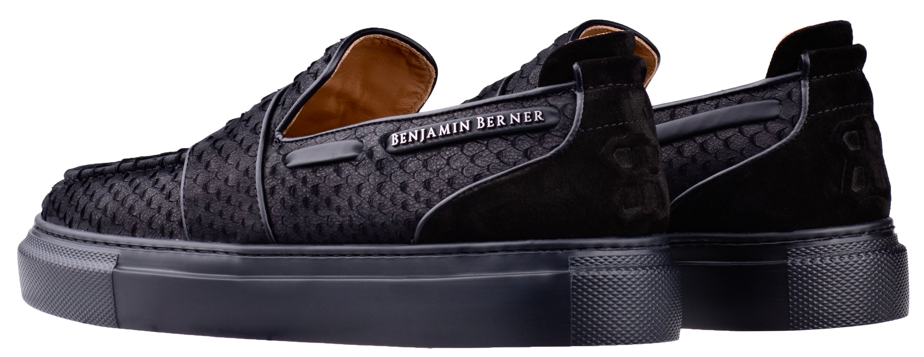 BNJ ENZO BLACK PYTHON CUT NUBUCK PENNY LOAFER