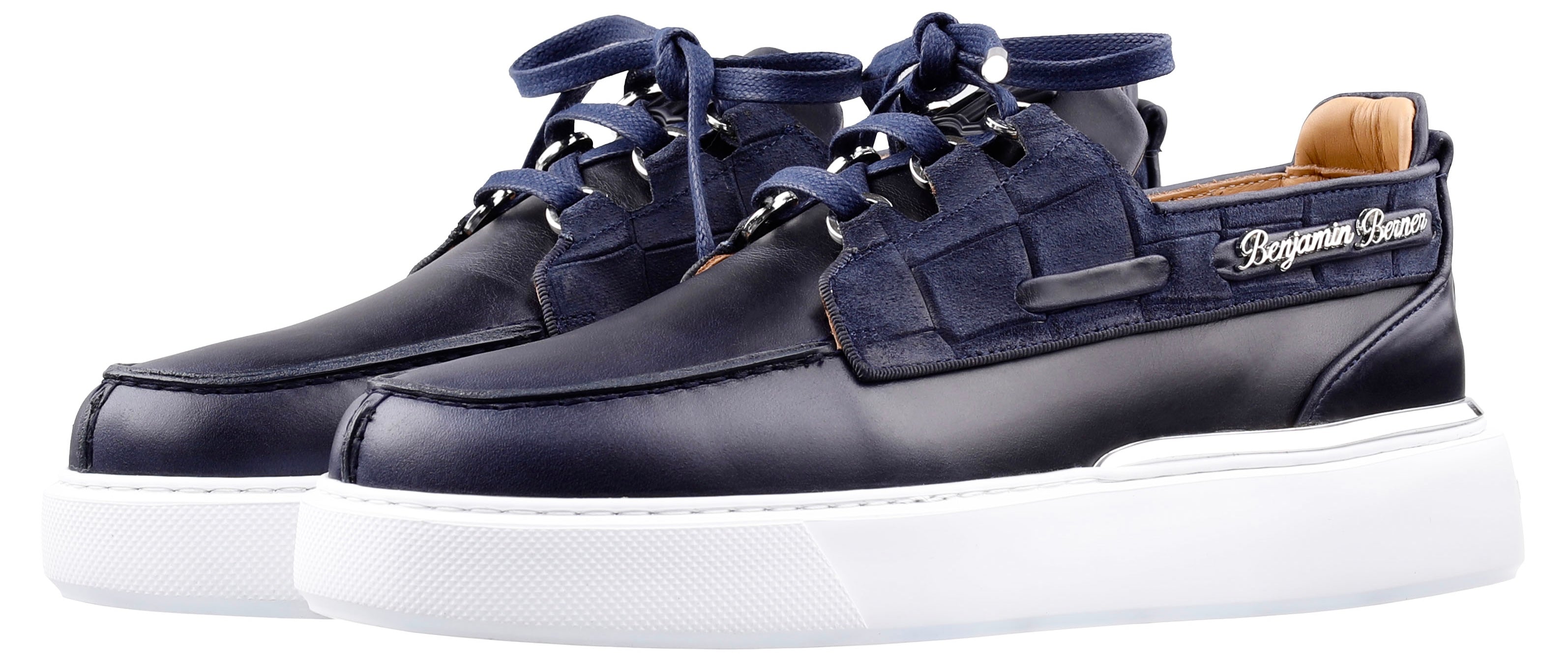 BNJ  NEPTUNE  NAVY  NAPPA -CROCODILE SUEDE