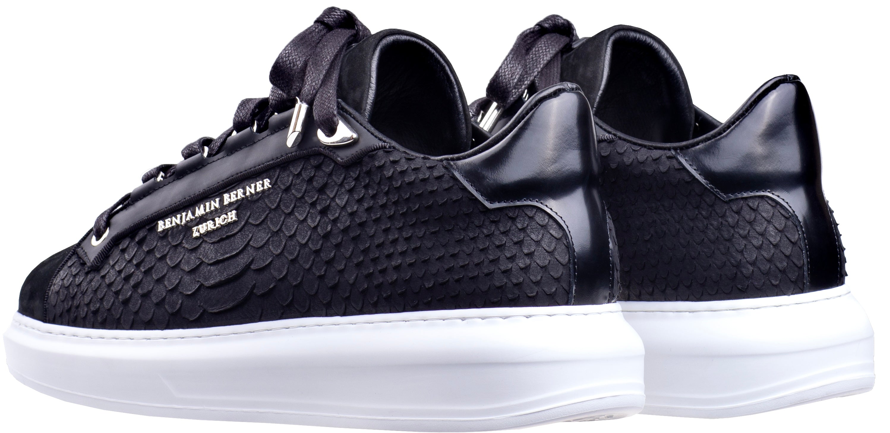 BNJ ACHILLE BLACK PYTHON CUT NUBUCK