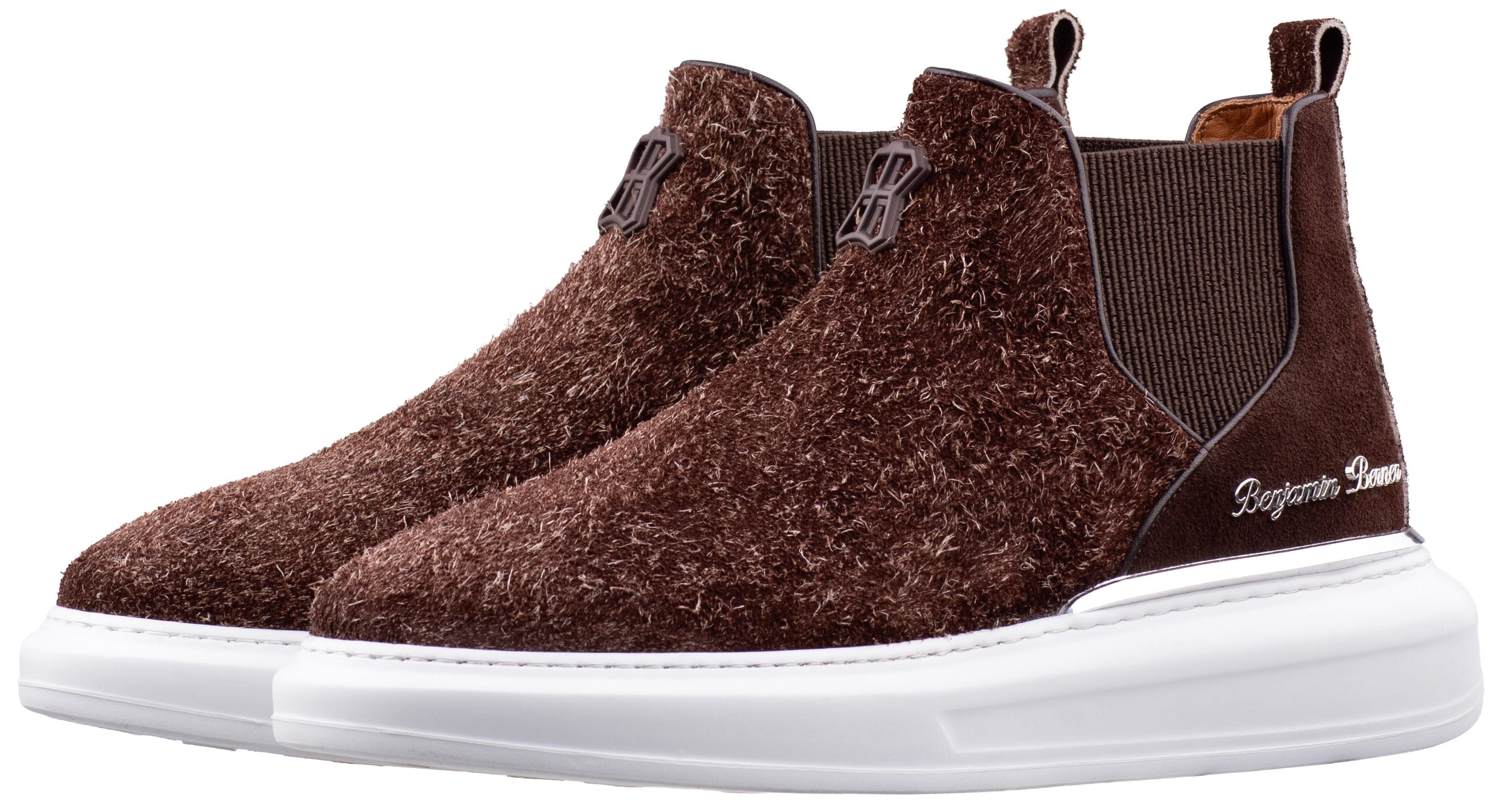 BNJ LEO BROWN FUZZY SUEDE CHELSEA SNEAKERS