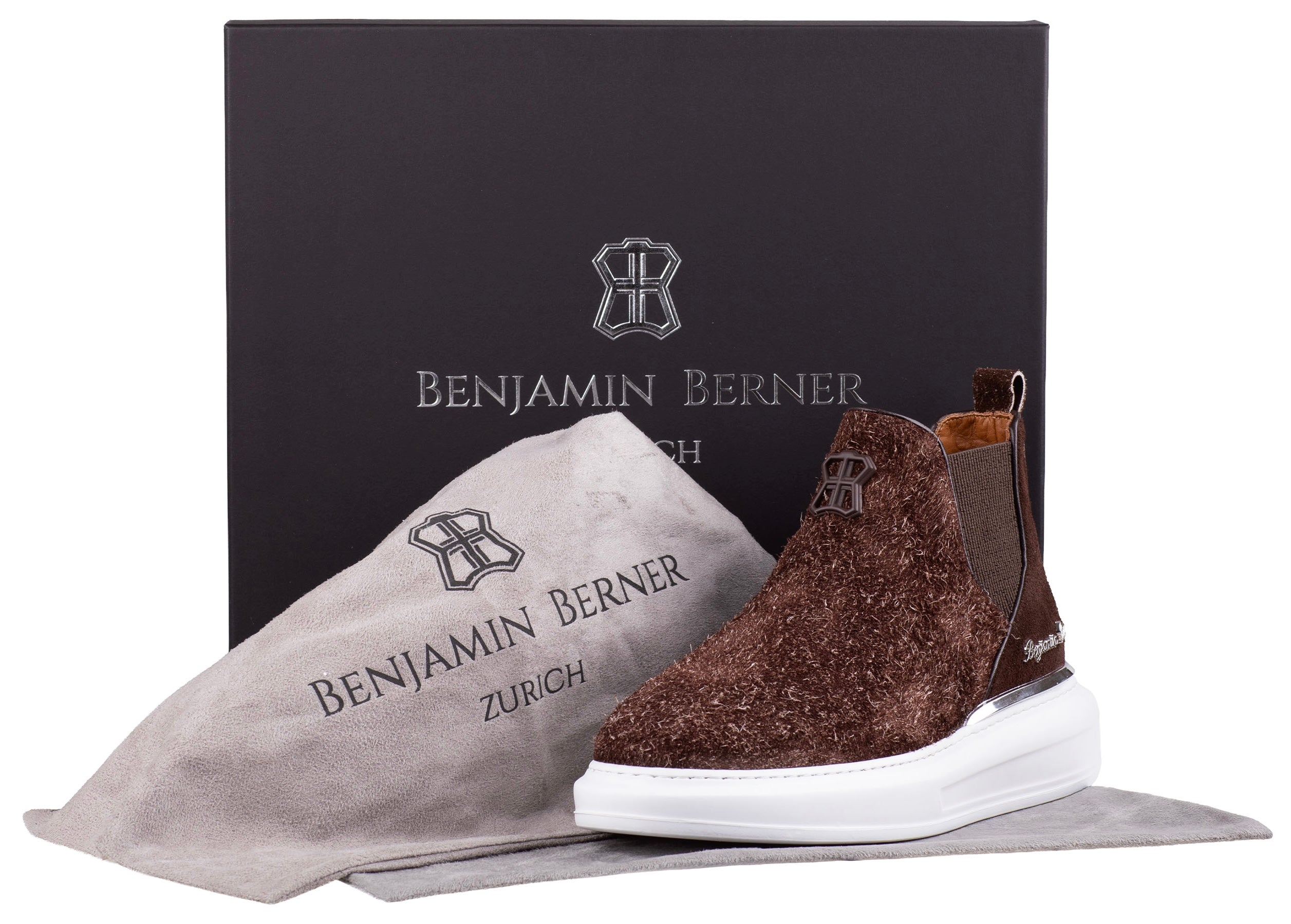 BNJ LEO BROWN FUZZY SUEDE CHELSEA SNEAKERS
