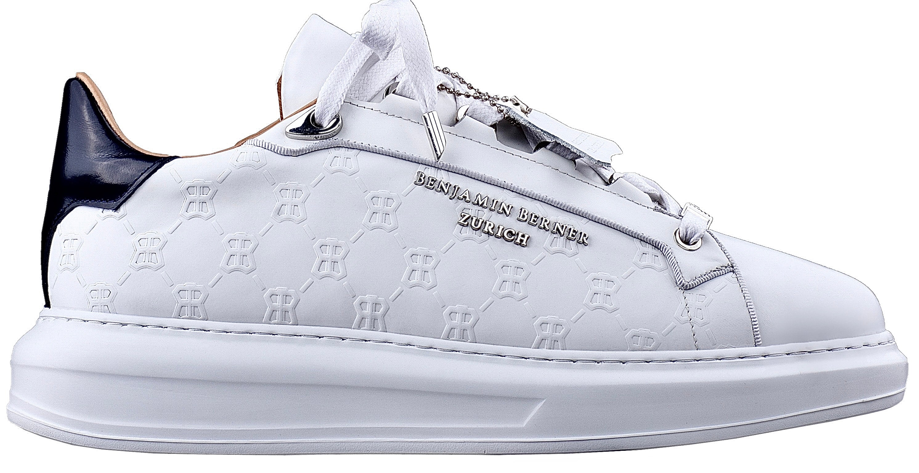 BNJ ACHILLE ALL WHITE MONOGRAM EMBOSSED MATT NAPPA