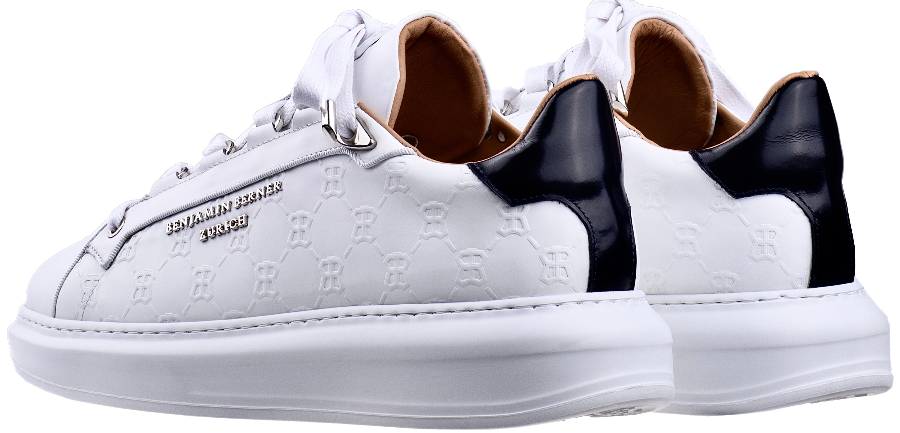 BNJ ACHILLE ALL WHITE MONOGRAM EMBOSSED MATT NAPPA