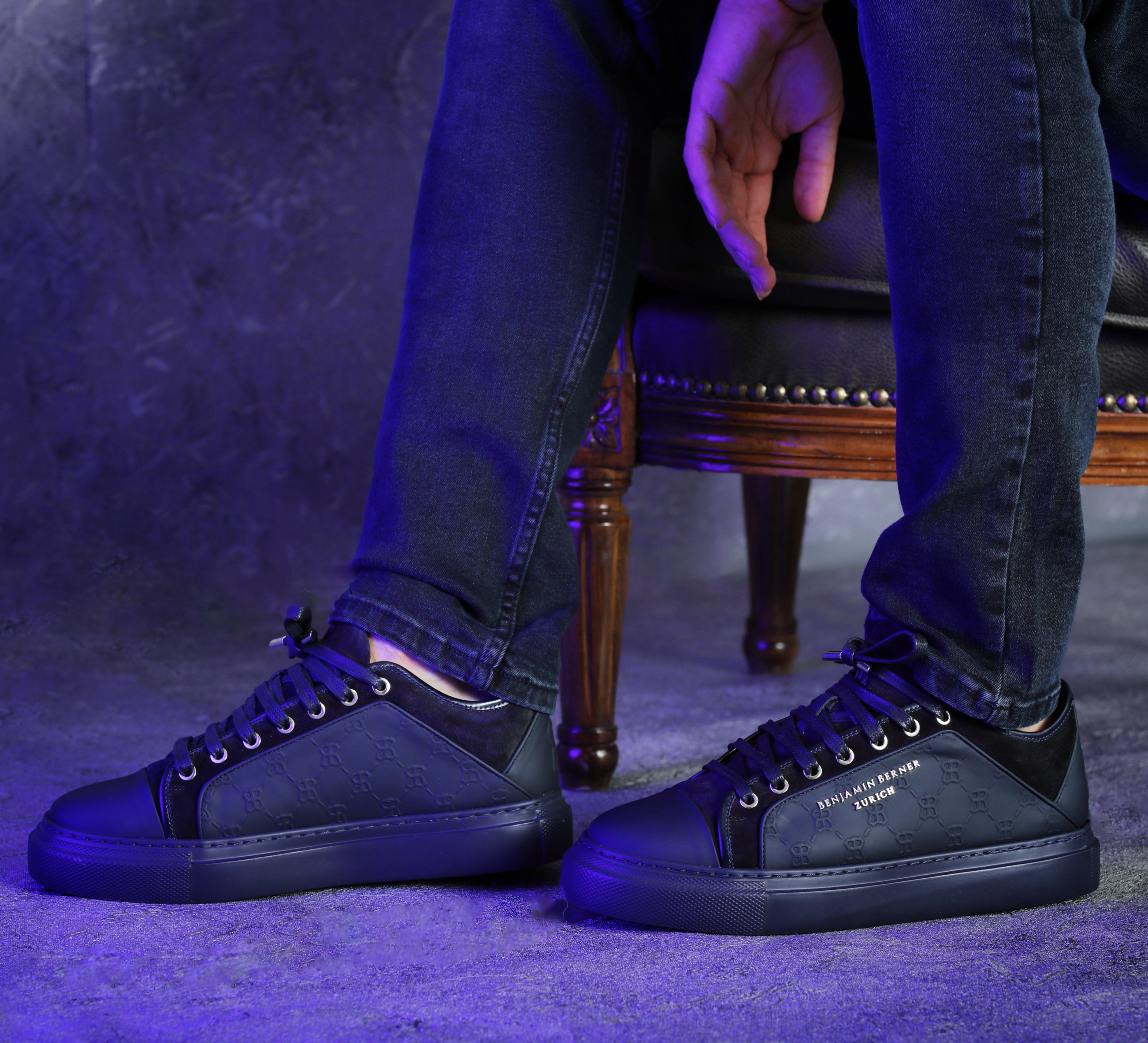 BNJ ODIN MIDNIGHT BLUE  MONOGRAM EMBOSSED MATT NAPPA