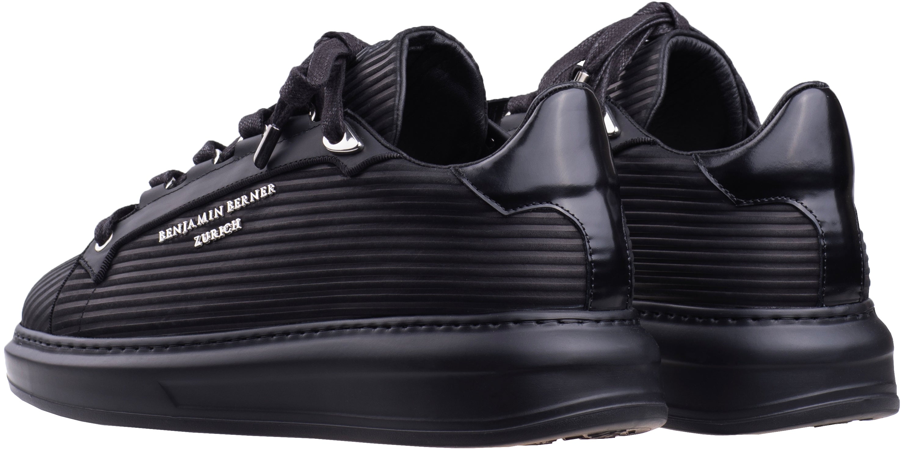 BNJ ACHILLE ALL BLACK 3D STRIPED  NUBUCK