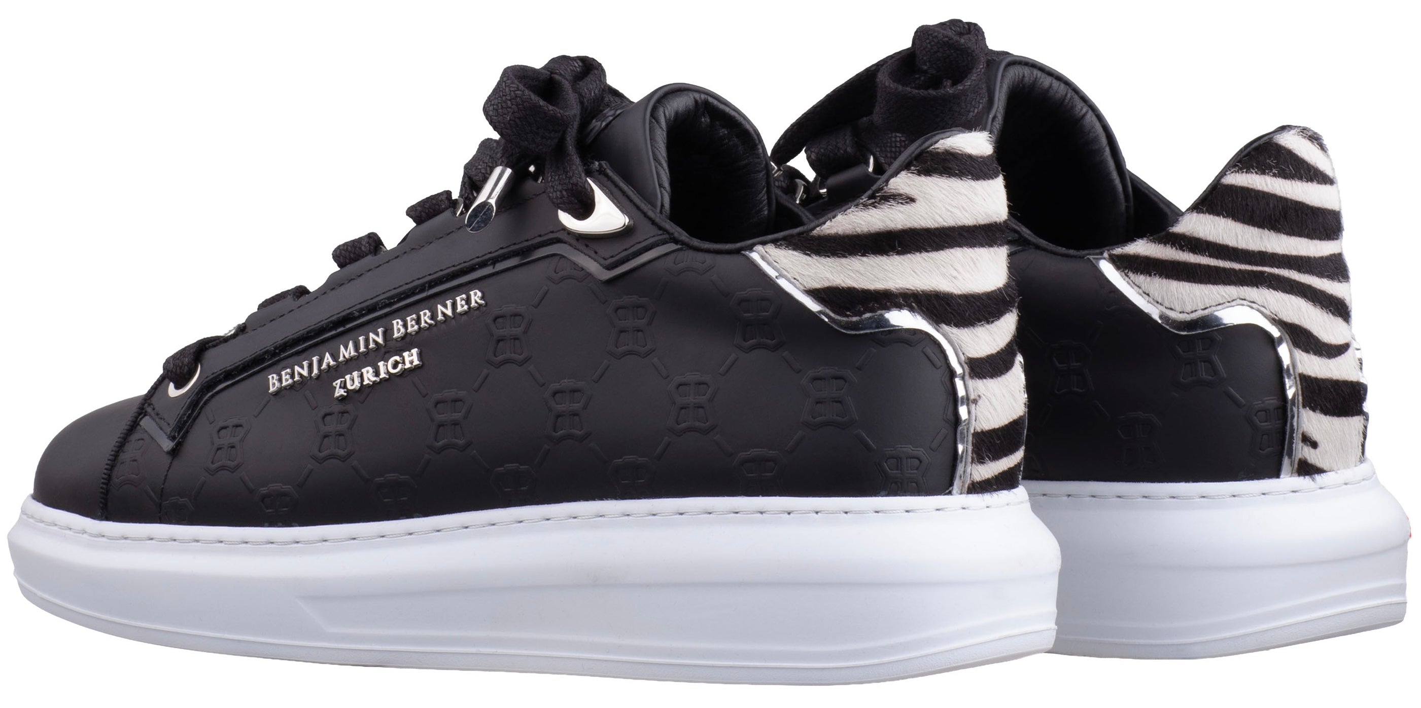 BNJ WOMEN'S ACHILLE BLACK MONOGRAM-ZEBRA PRINT CALF HAIR