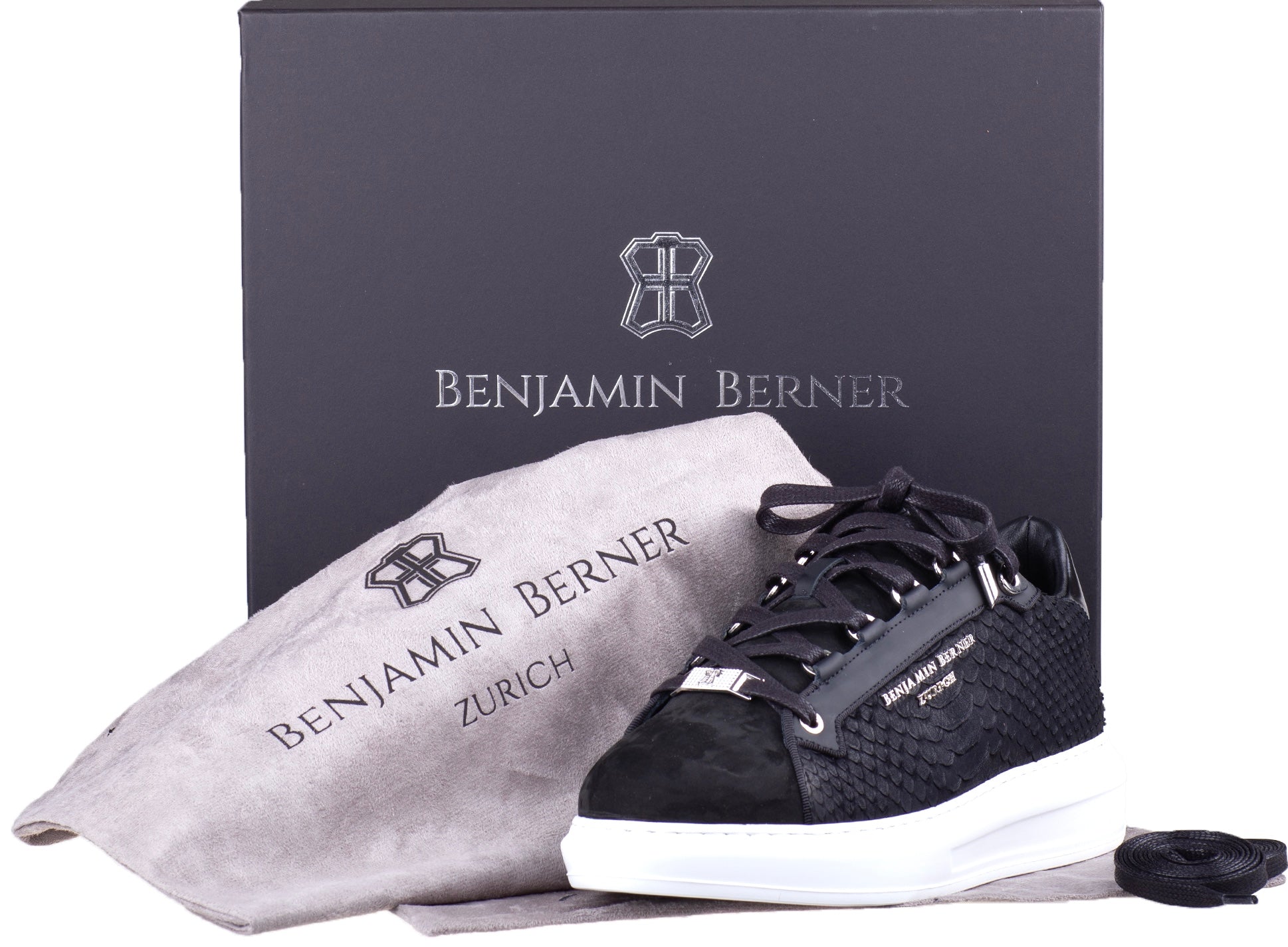 BNJ ACHILLE BLACK PYTHON CUT NUBUCK