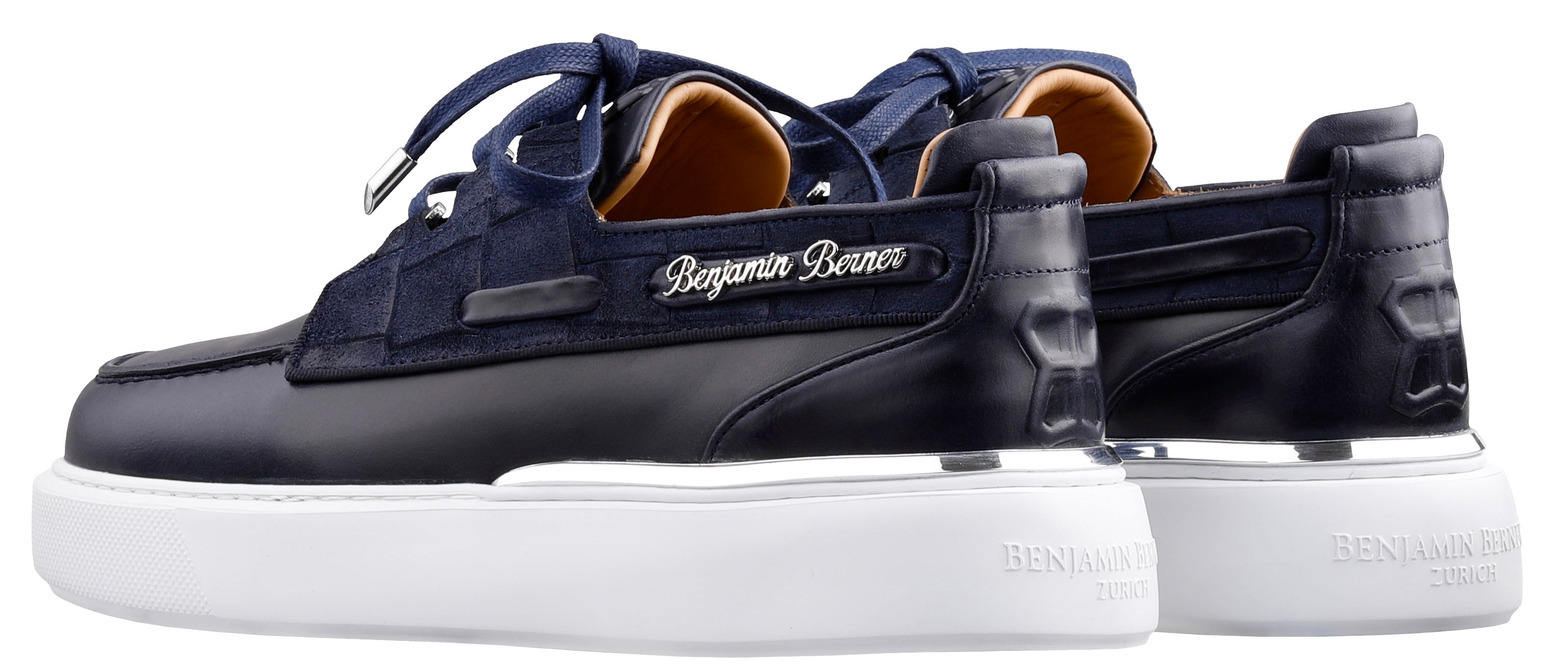 BNJ  NEPTUNE  NAVY  NAPPA -CROCODILE SUEDE