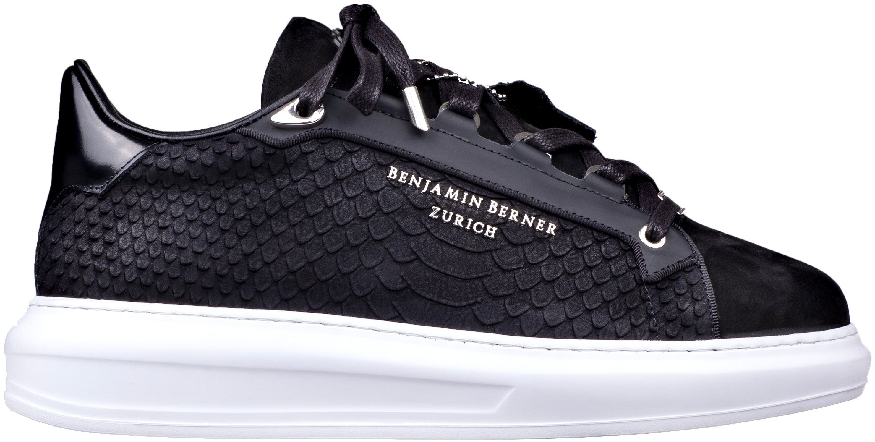 BNJ ACHILLE BLACK PYTHON CUT NUBUCK