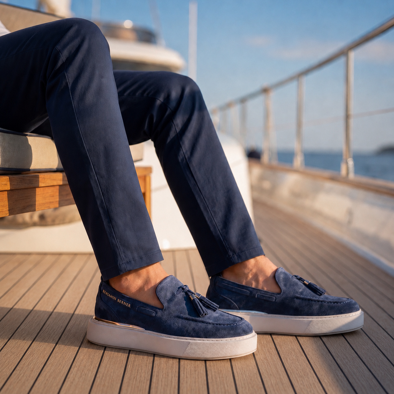 BNJ ORION INDIGO  BLUE SUEDE  TASSEL LOAFER