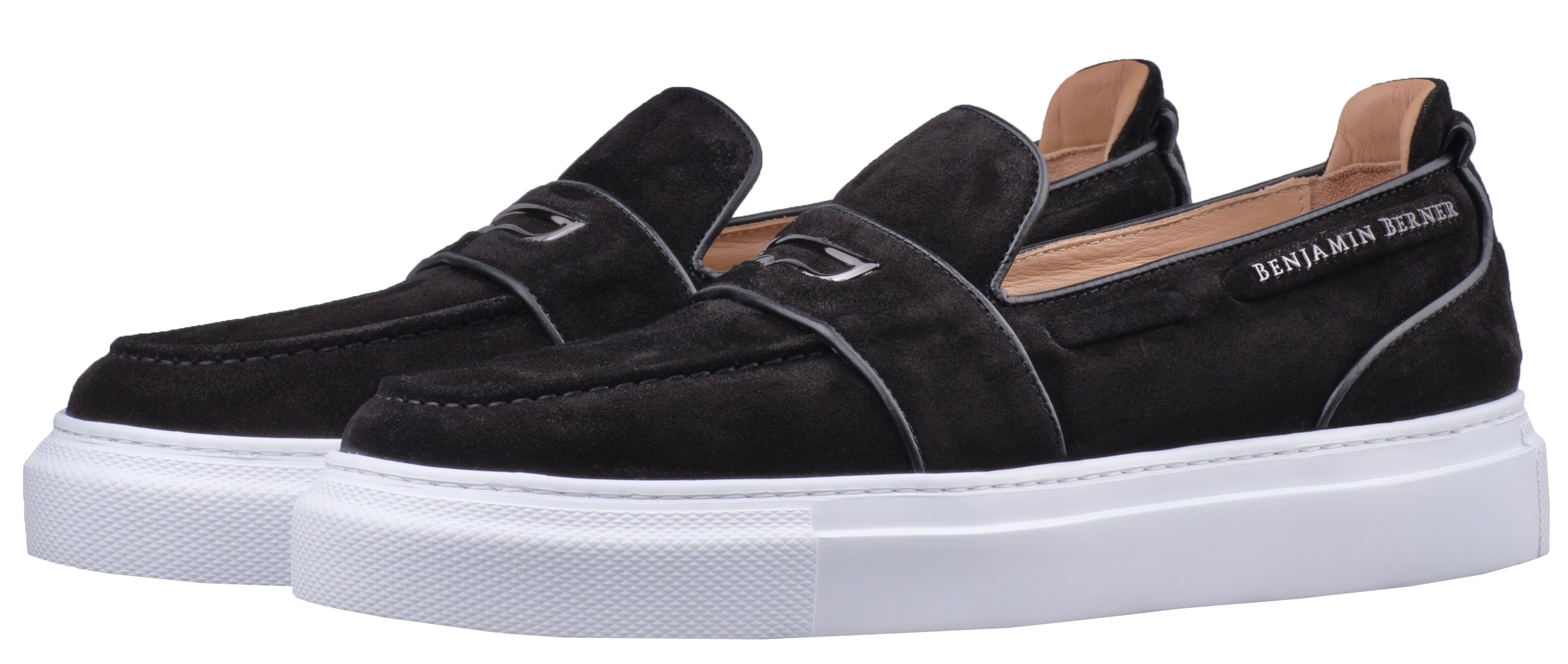 BNJ ENZO ONYX BLACK SUEDE CALFSKIN PENNY LOAFER