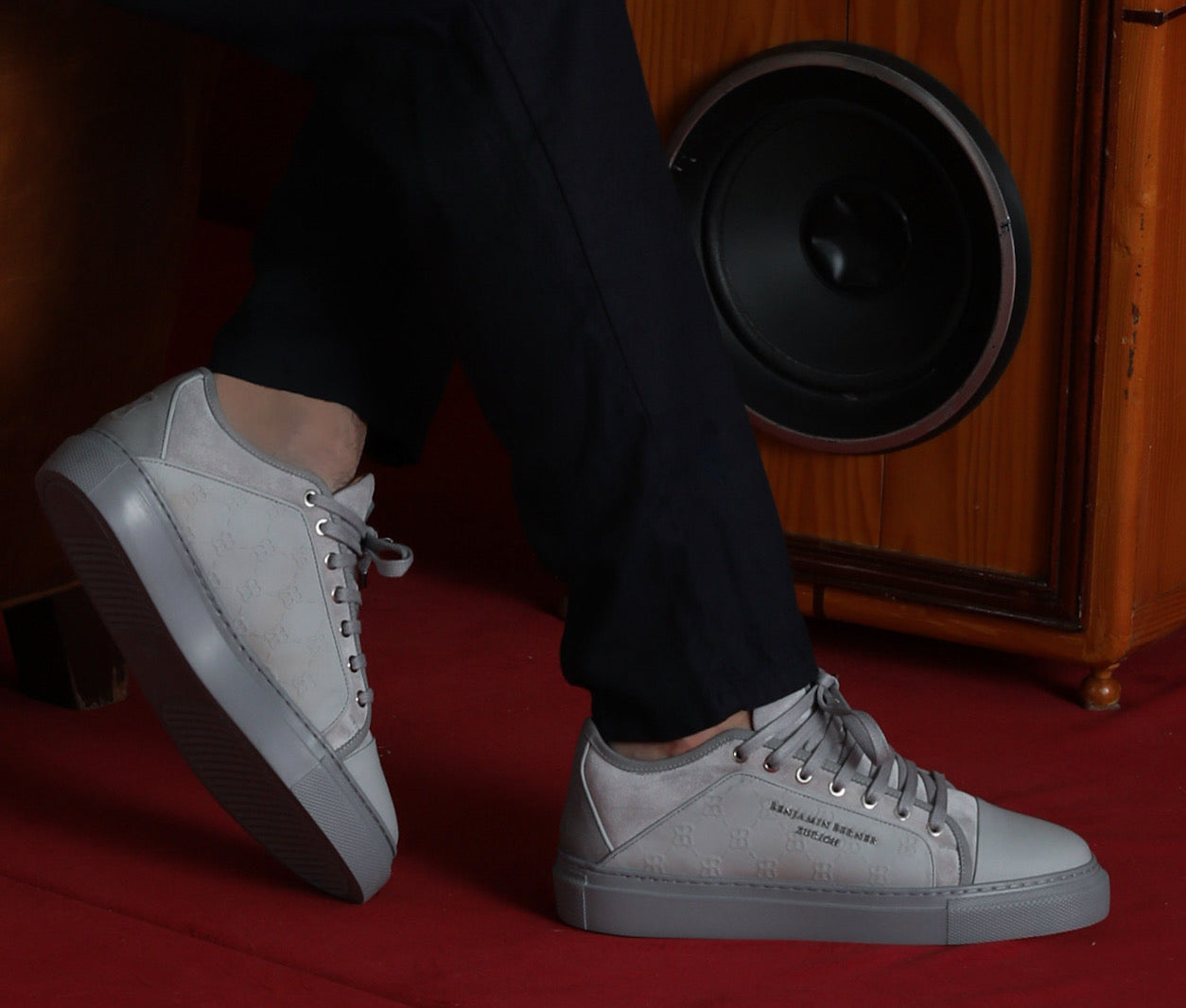 BNJ ODIN ICE GREY  MONOGRAM EMBOSSED MATT NAPPA