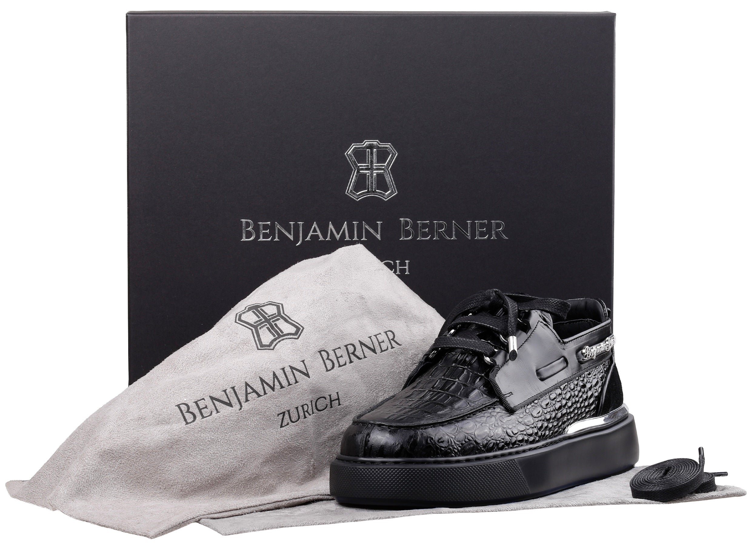 BNJ  NEPTUNE  ALL BLACK ALLIGATOR CALFSKIN