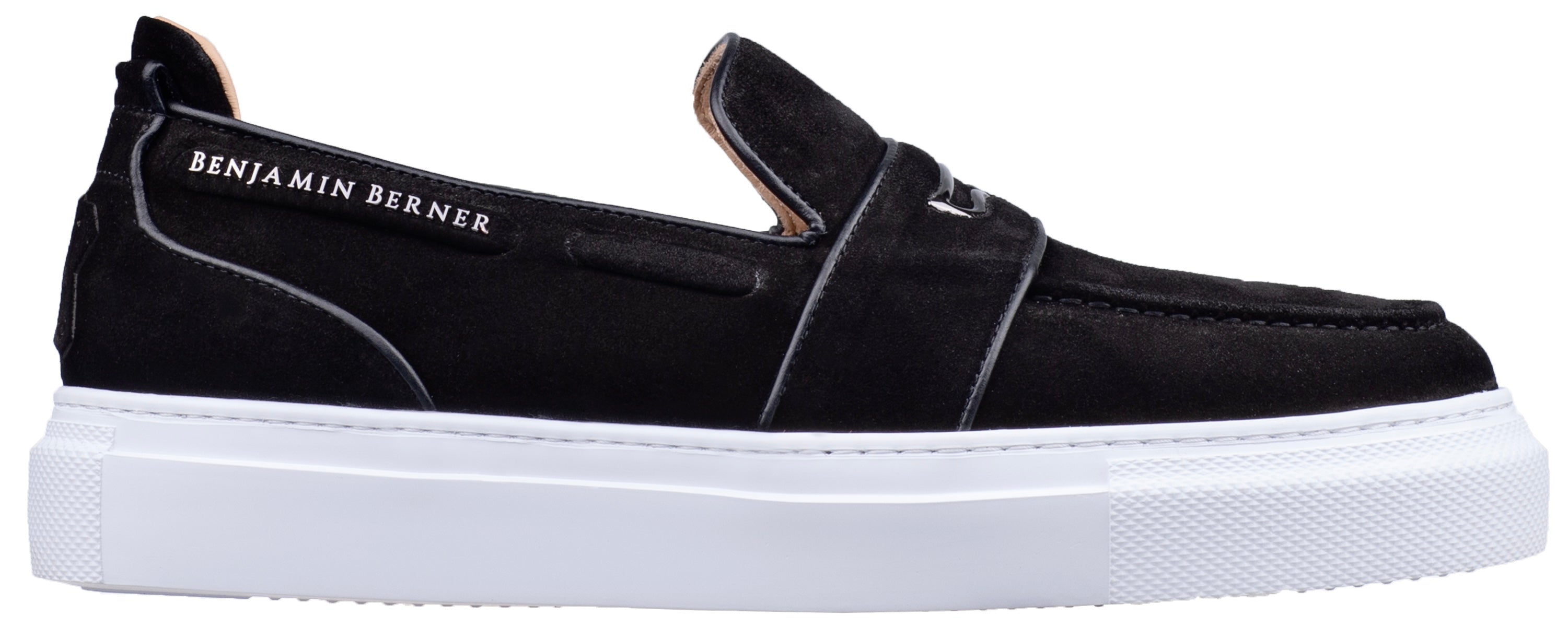 BNJ ENZO ONYX BLACK SUEDE CALFSKIN PENNY LOAFER
