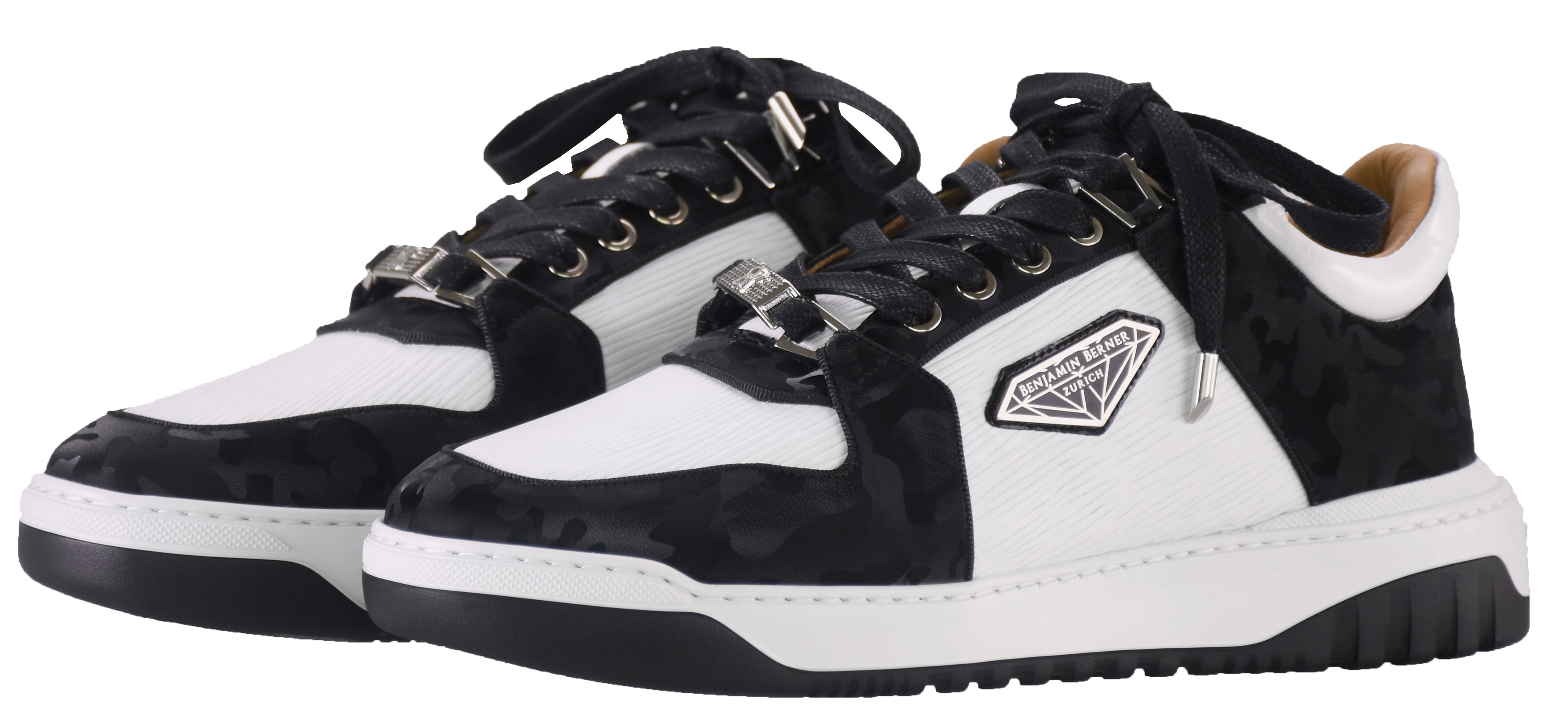 BNJ SIGMA Low-Top BLACK REFLECTIVE CAMOUFLAGE- WHITE 3D WAVE